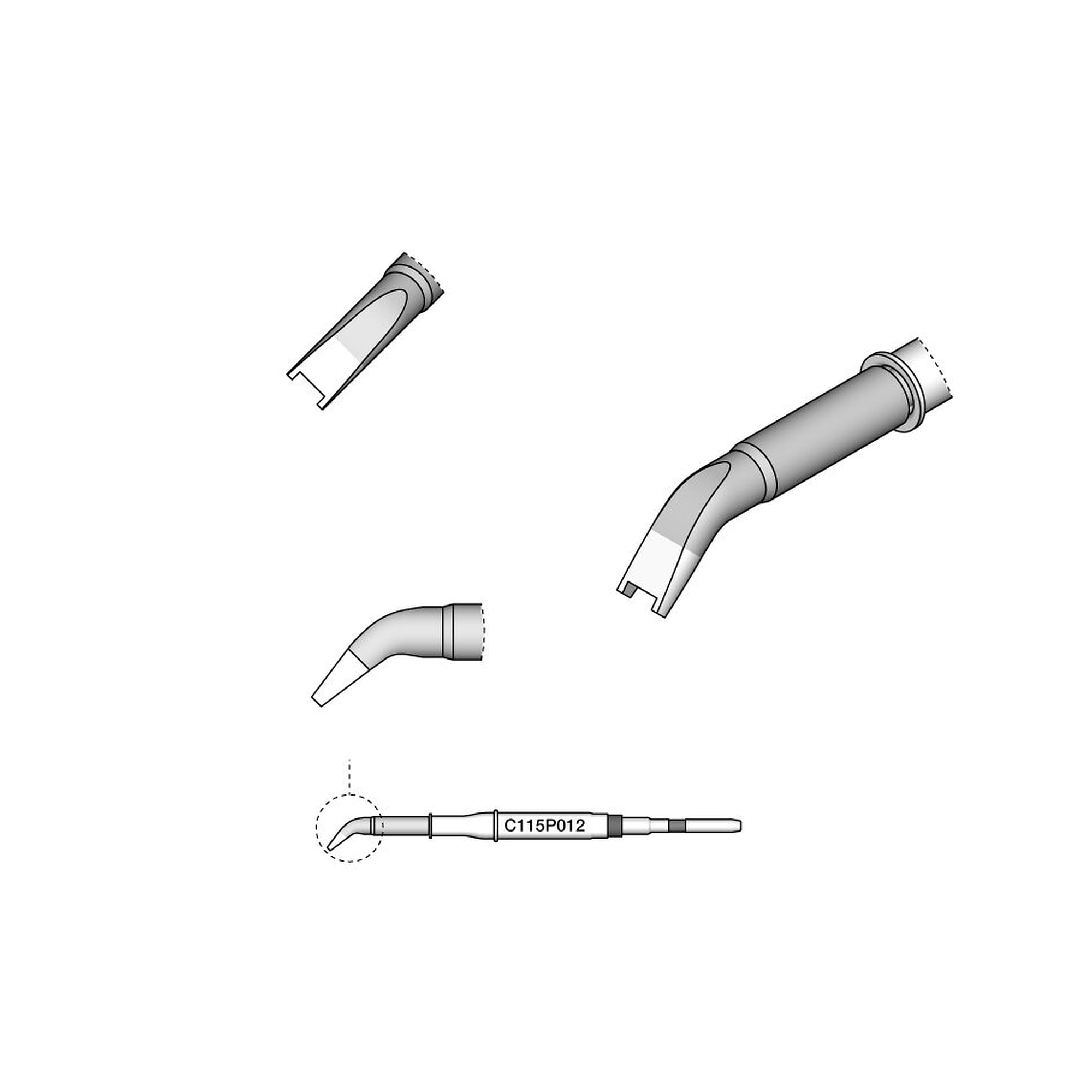 Soldering and desoldering tip special shape 1.8 mm for Nano NT115, C115 range - JBC C115P012
