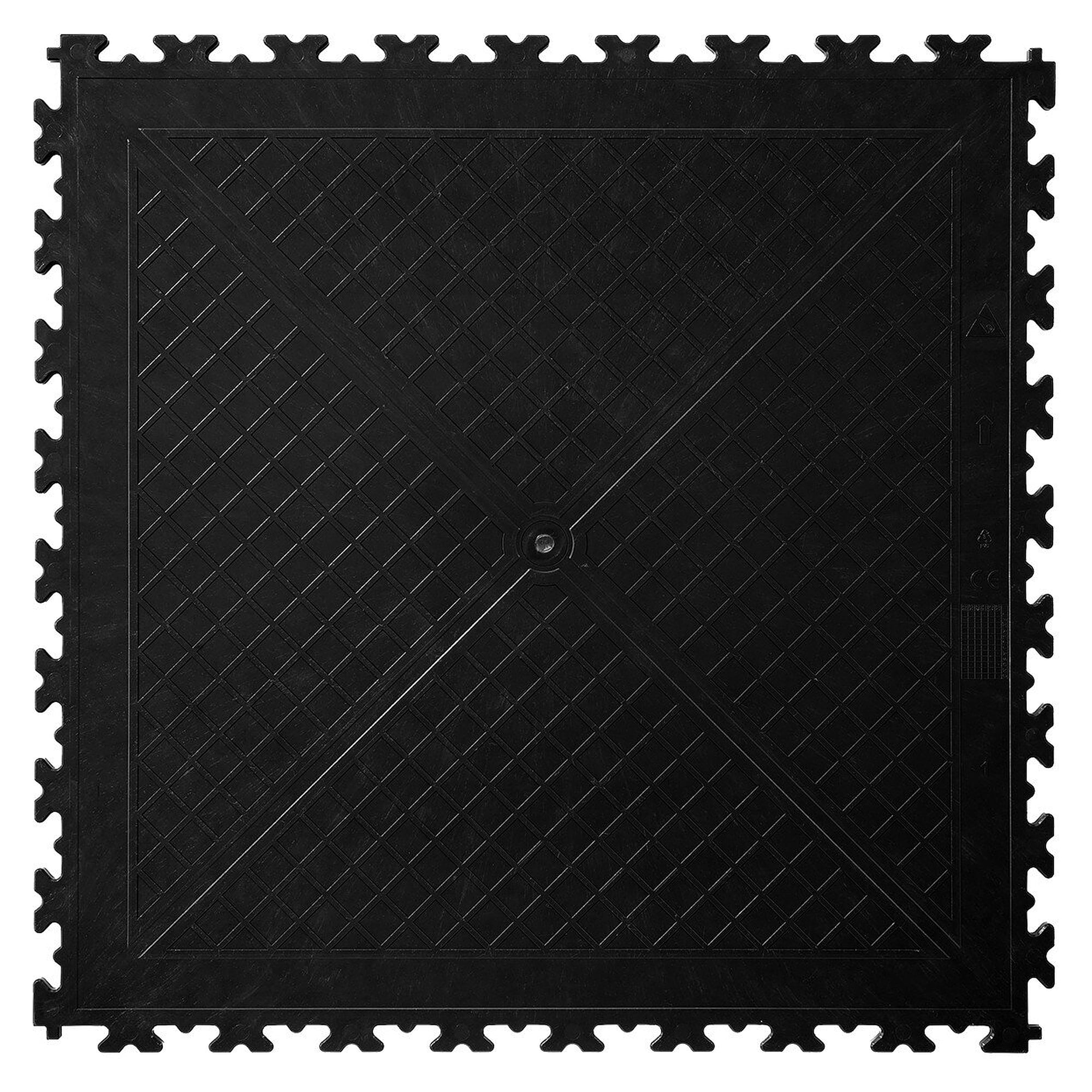 Dalle de sol ESD SOFT X-LOG, anti-fatigue, PVC, noir (RAL 9017), lisse, 497x497x7 mm, lot de 4 - Ecotile X500/7/AF/ESD101