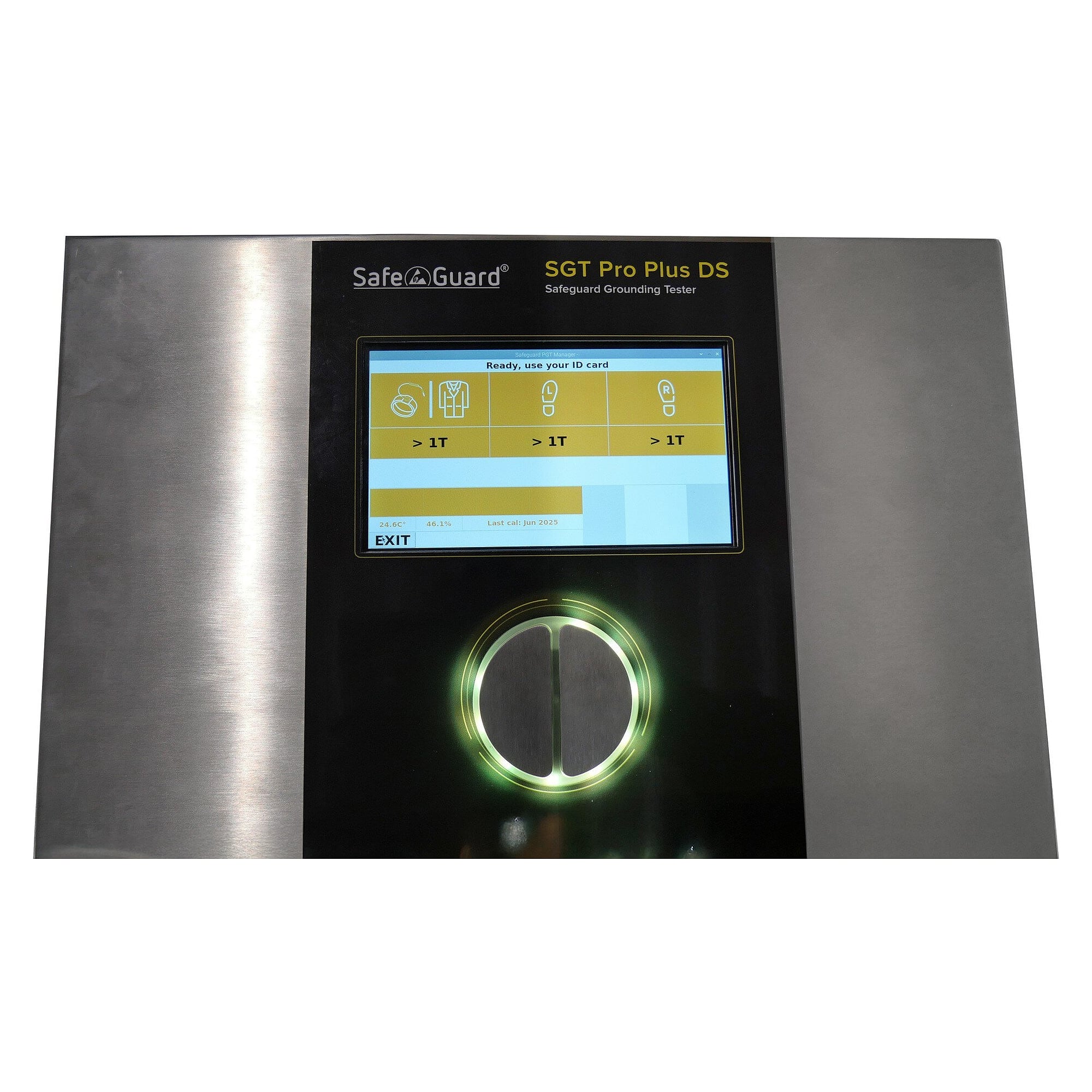 EPA-Zutrittskontrolle mit Drehsperre links, integrierter ESD-Tester SGT ProPlus und RFID - Safeguard SGT ProPlus DS lefty turn