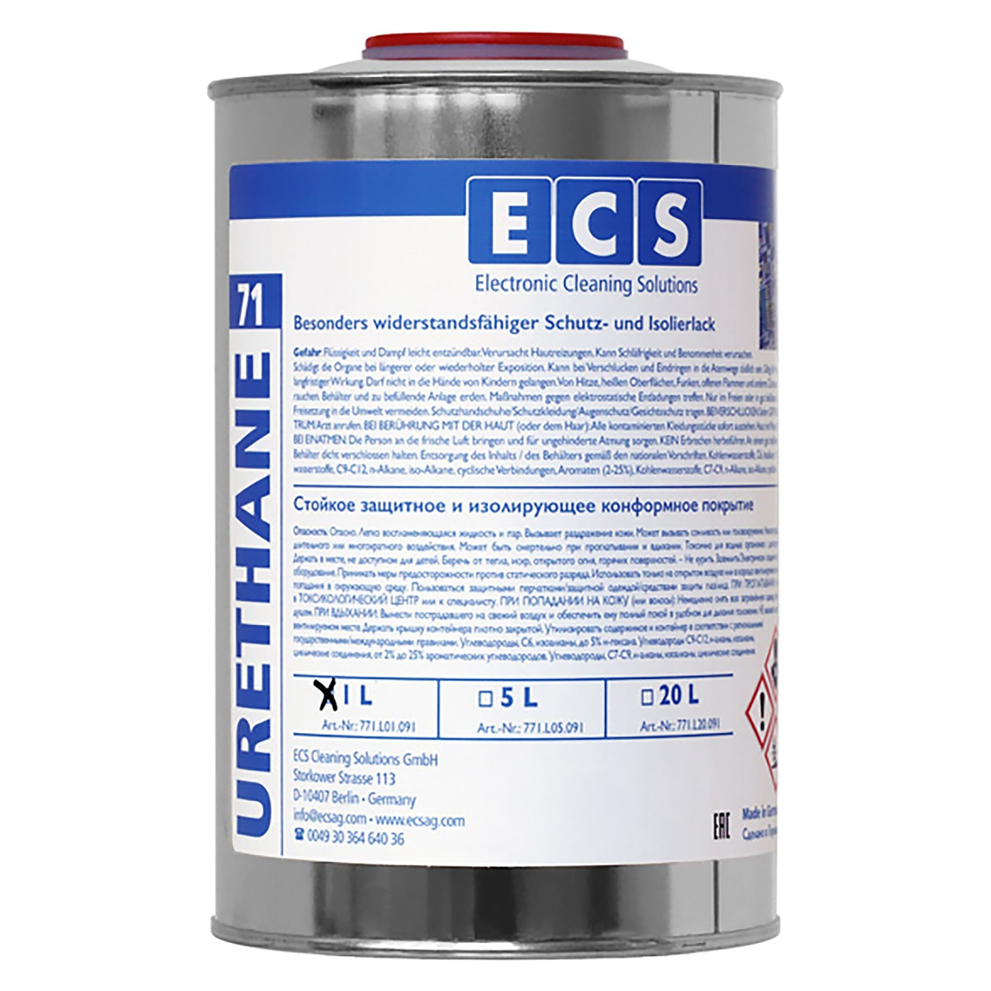 Polyurethan-Schutzlack Urethane Clear für Elektronik, transparent, 1 Liter - ECS 771.L01.000