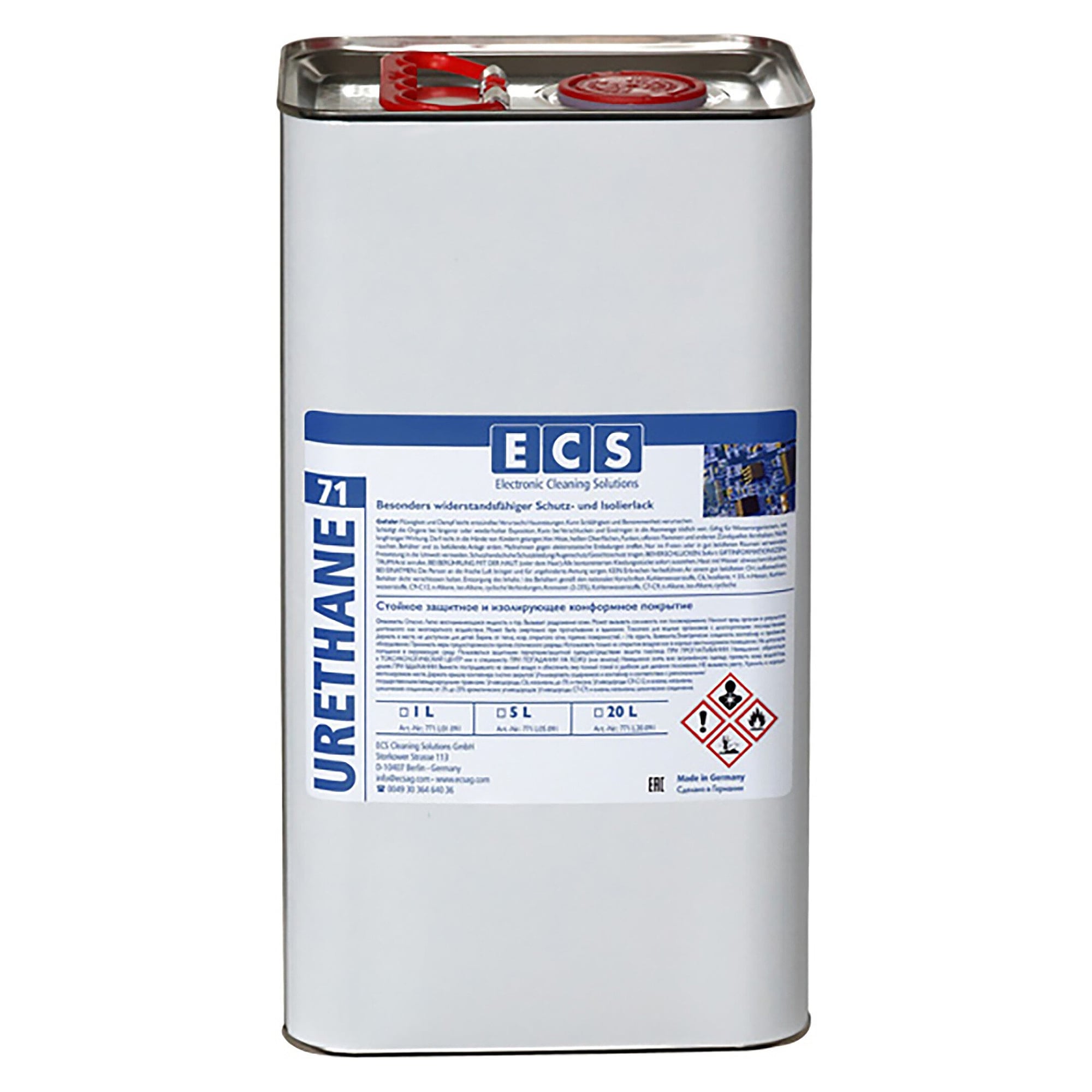Polyurethane Conformal Coating Urethane Clear, Transparent, 5 Litre Can, Insulating Varnish - ECS 771.L05.000