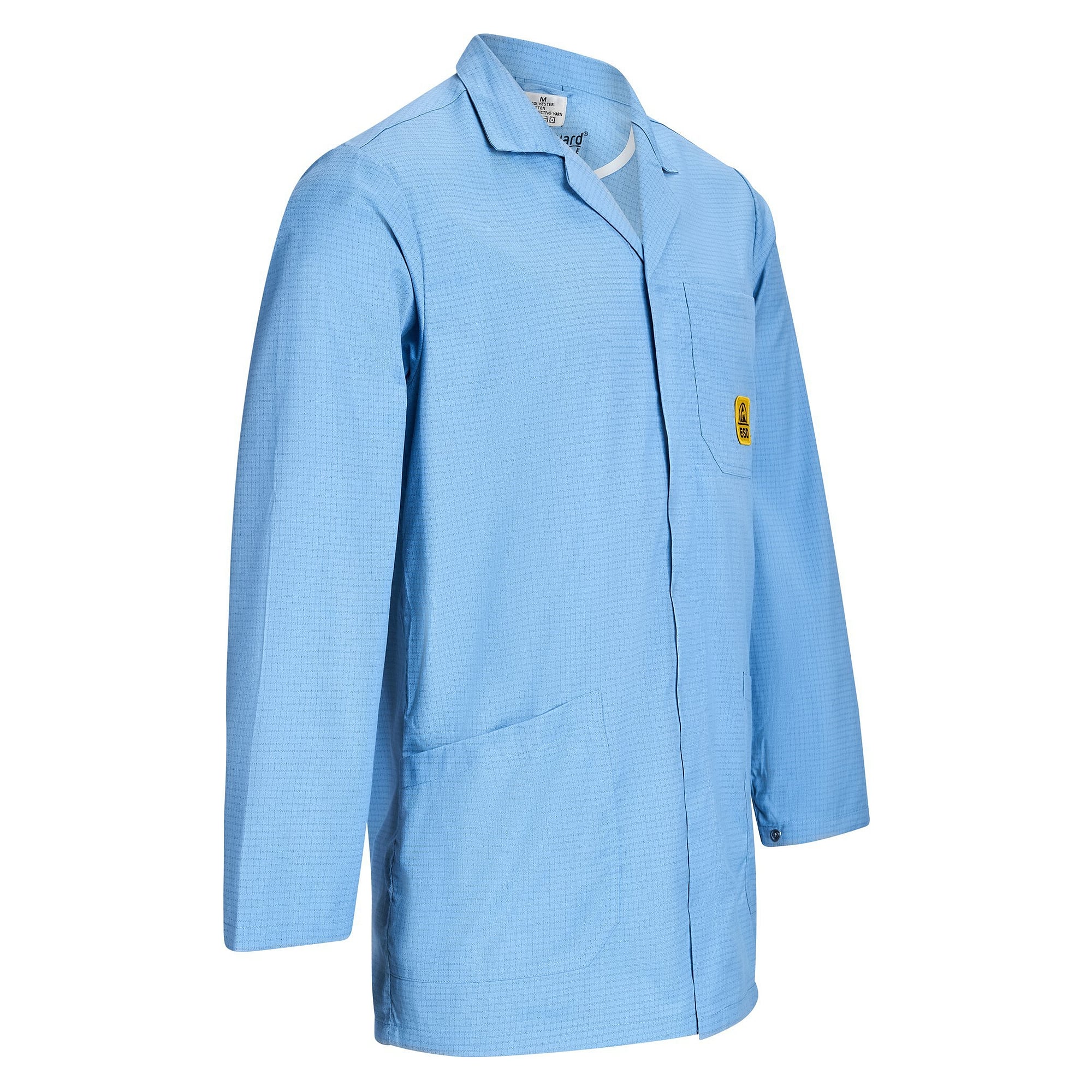 ESD-Arbeitsmantel Pro Line kurz, 146 g/m², leitfähiges 4-mm-Raster, unisex, hellblau, Größe 2XS - Safeguard SG-AM-HB-146-K-PRO LINE-2XS