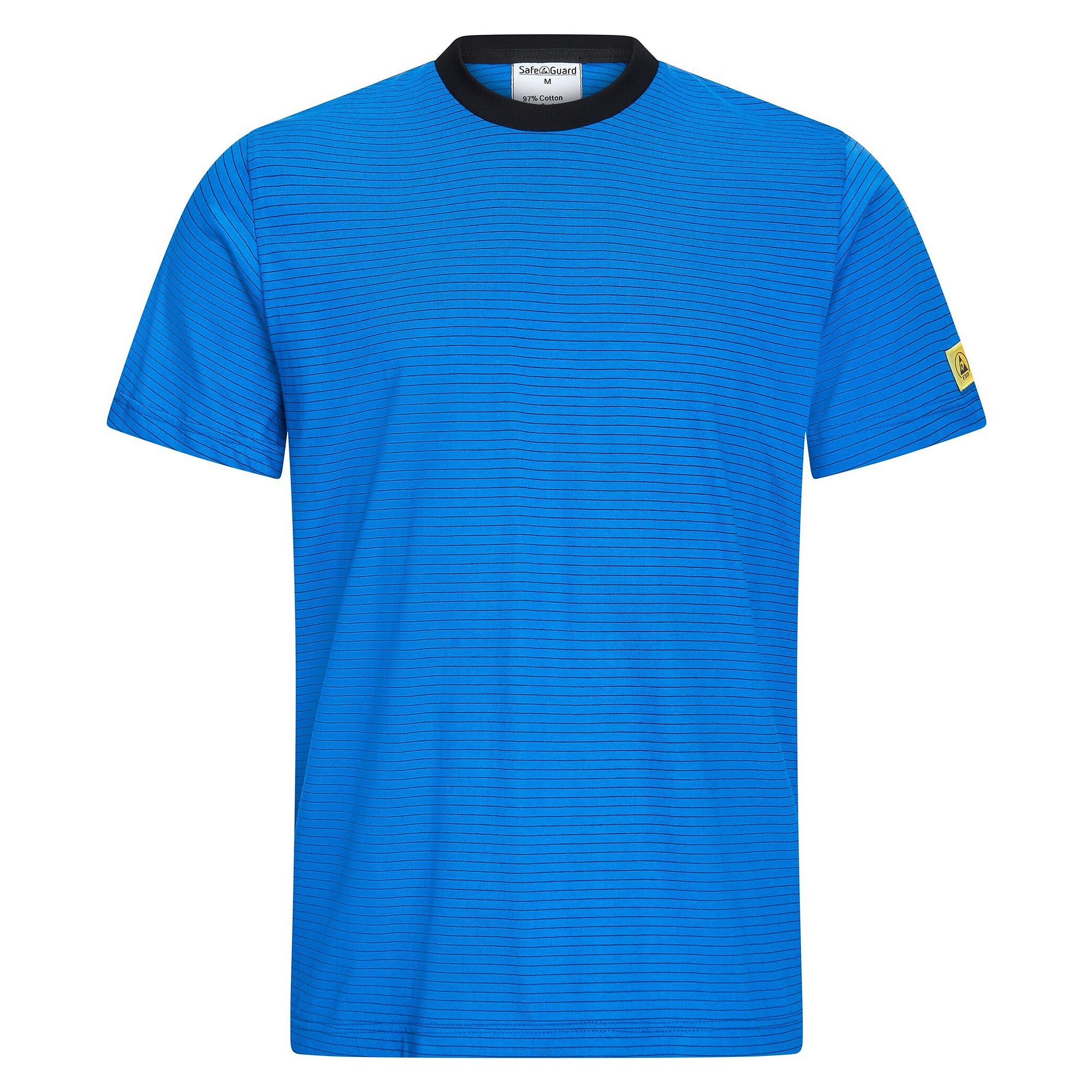 T-shirt ESD col rond noir, 150 g/m², coton/carbone, bleu royal, taille 7XL - Safeguard TKO-TS15-RB7XL-STANDARD