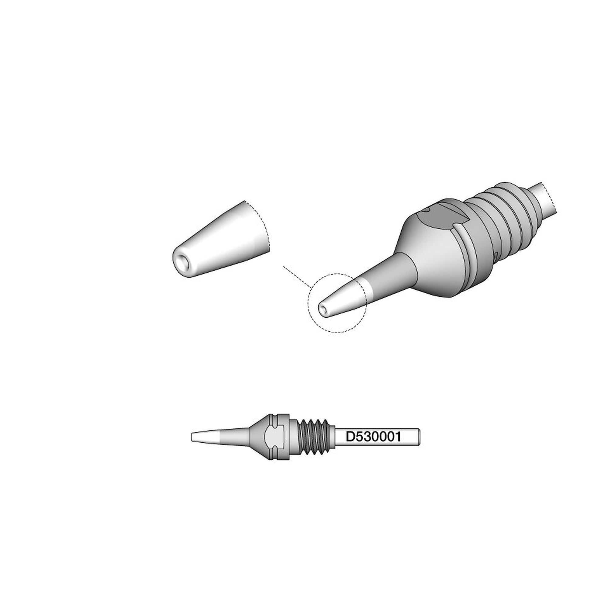 Panne à dessouder THT Ø int. 0,6 mm Ø ext. 1,4 mm pour fer DT530 - JBC D530001