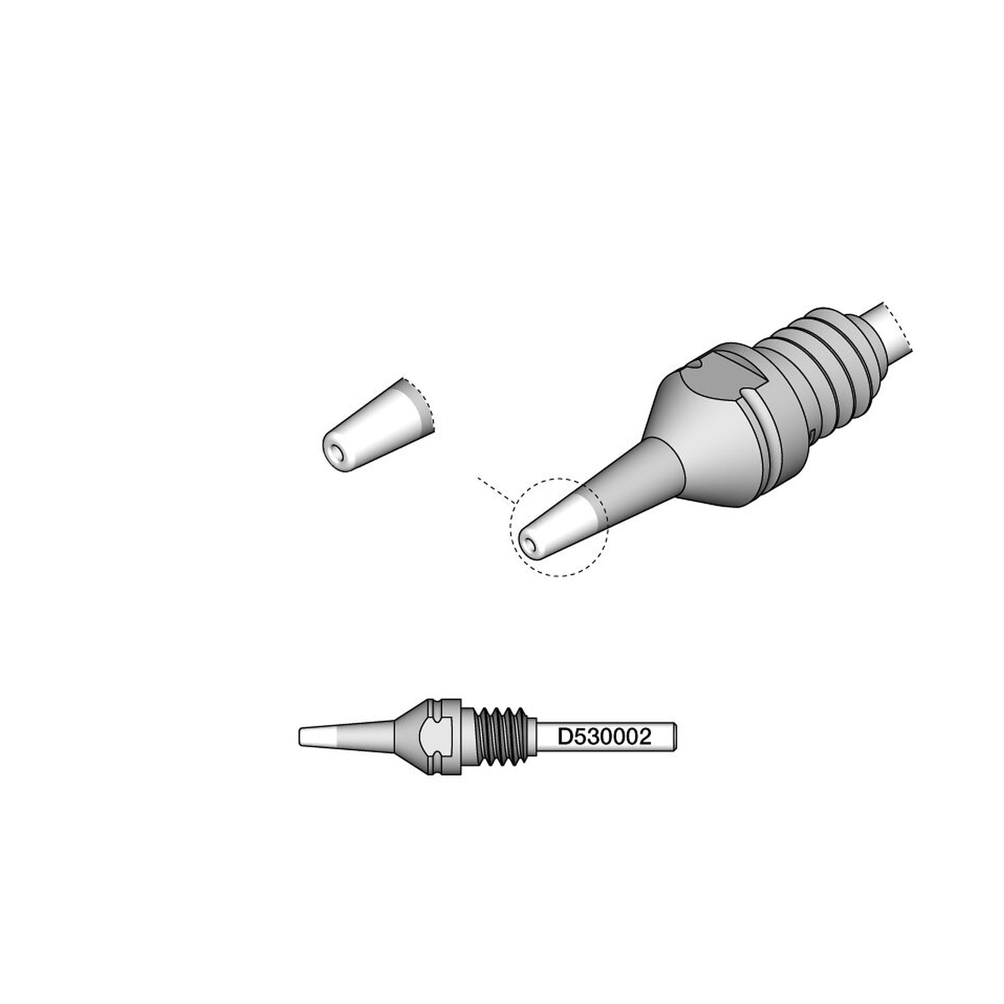 Desoldering tip THT inner Ø 0.8 mm outer Ø 1.8 mm for DT530 desoldering iron - JBC D530002