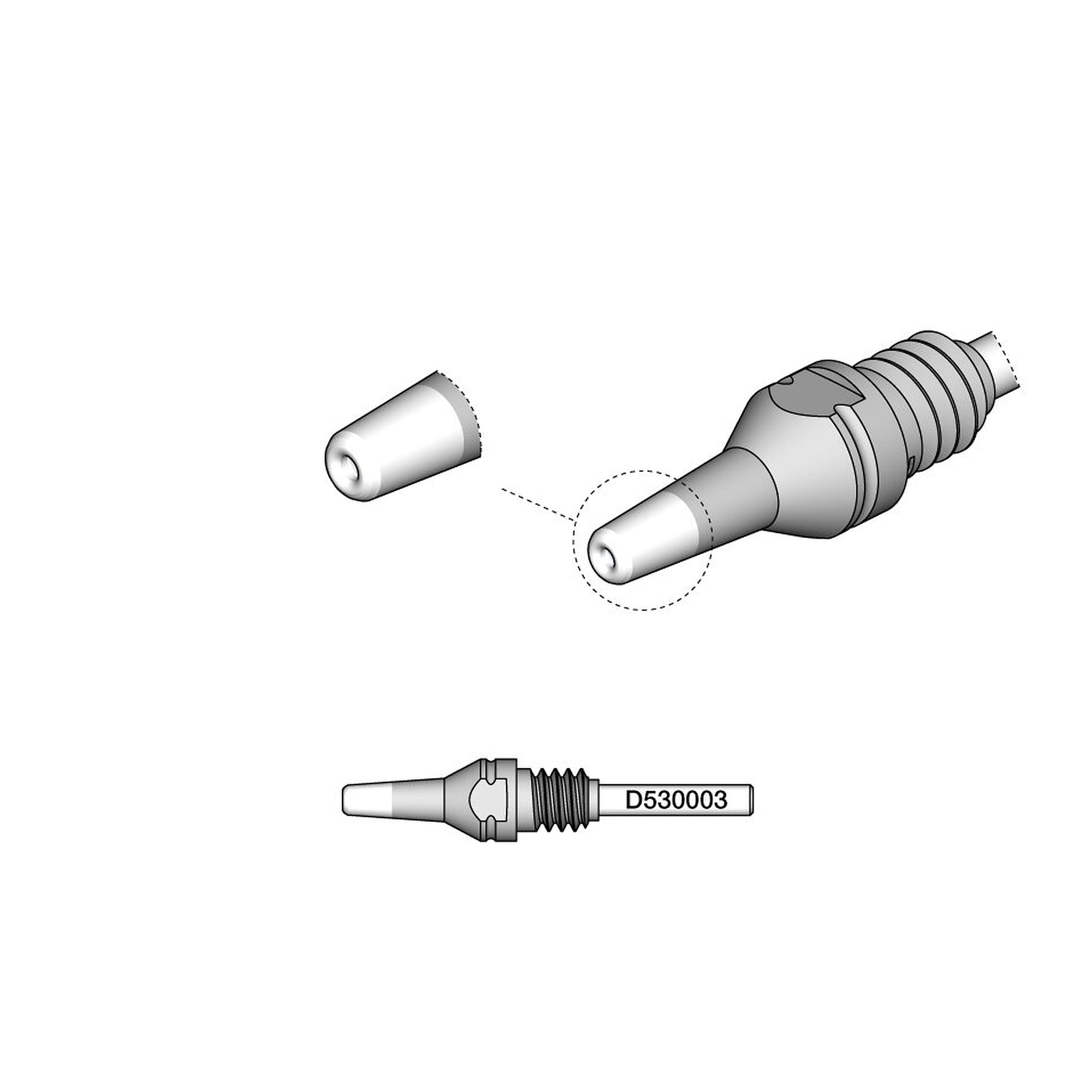 Desoldering tip THT inner Ø 1 mm outer Ø 2.7 mm for DT530 desoldering iron - JBC D530003