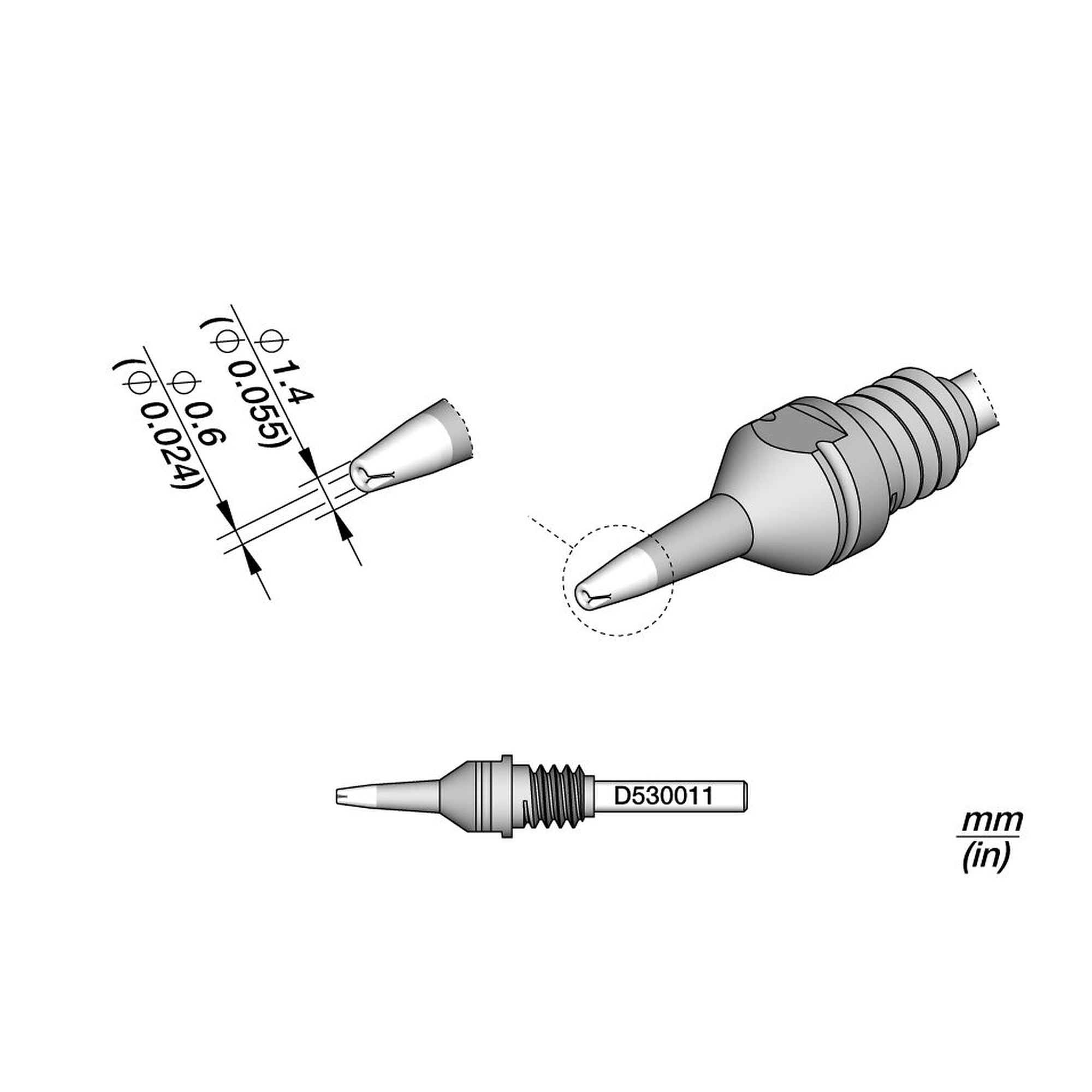 Panne à dessouder nettoyage de pastilles Ø int. 0,6 mm Ø ext. 1,4 mm - JBC D530011