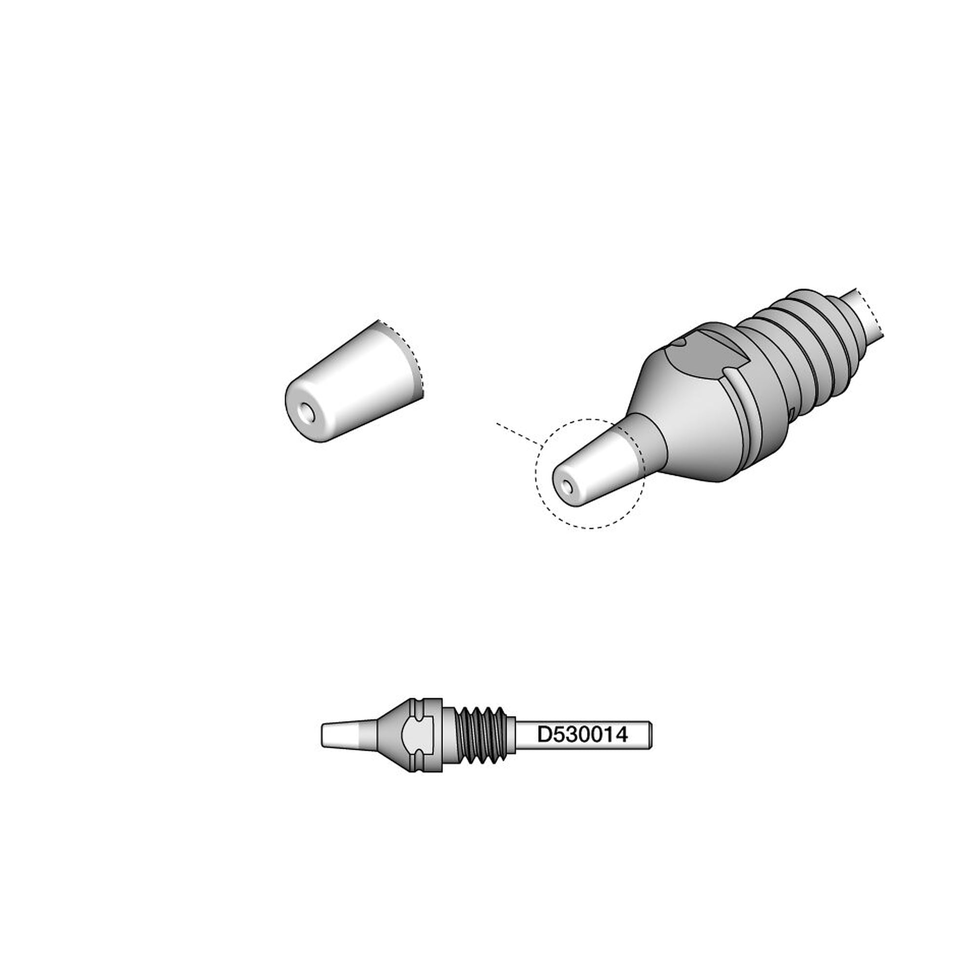 Desoldering tip THT inner Ø 0.8 mm outer Ø 2.5 mm for DT530 desoldering iron - JBC D530014