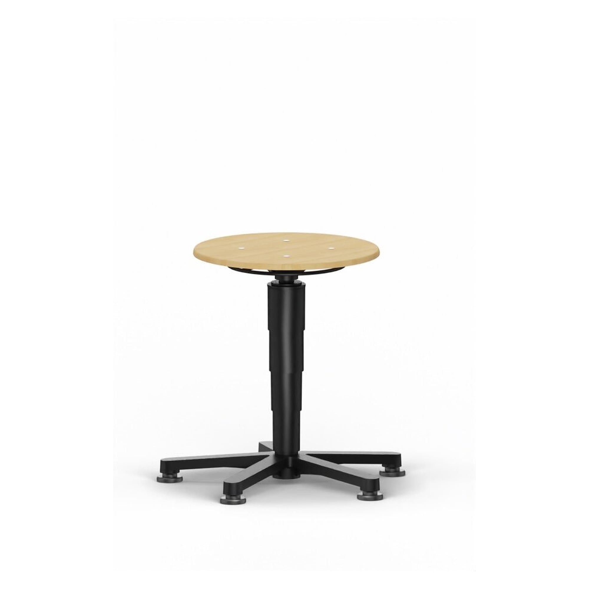 Tabouret Allround 1 avec patins, assise en hêtre stratifié, anneau bleu, hauteur 450 à 650 mm - Bimos 9460-3000-3277