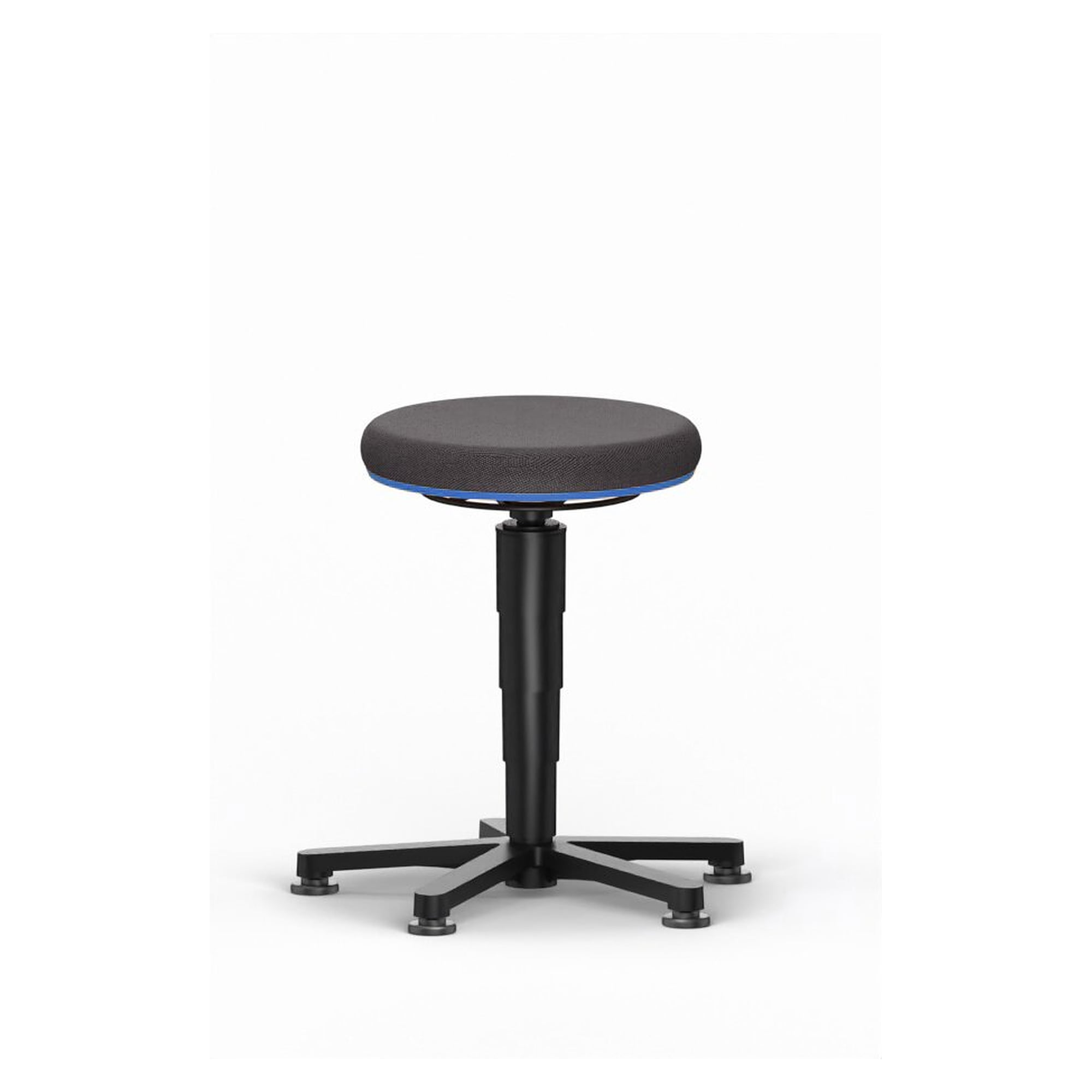 Tabouret Allround 1 sur patins, tissu Duotec noir, anneau bleu, hauteur d'assise 450-650 mm - Bimos 9460-6801-3277