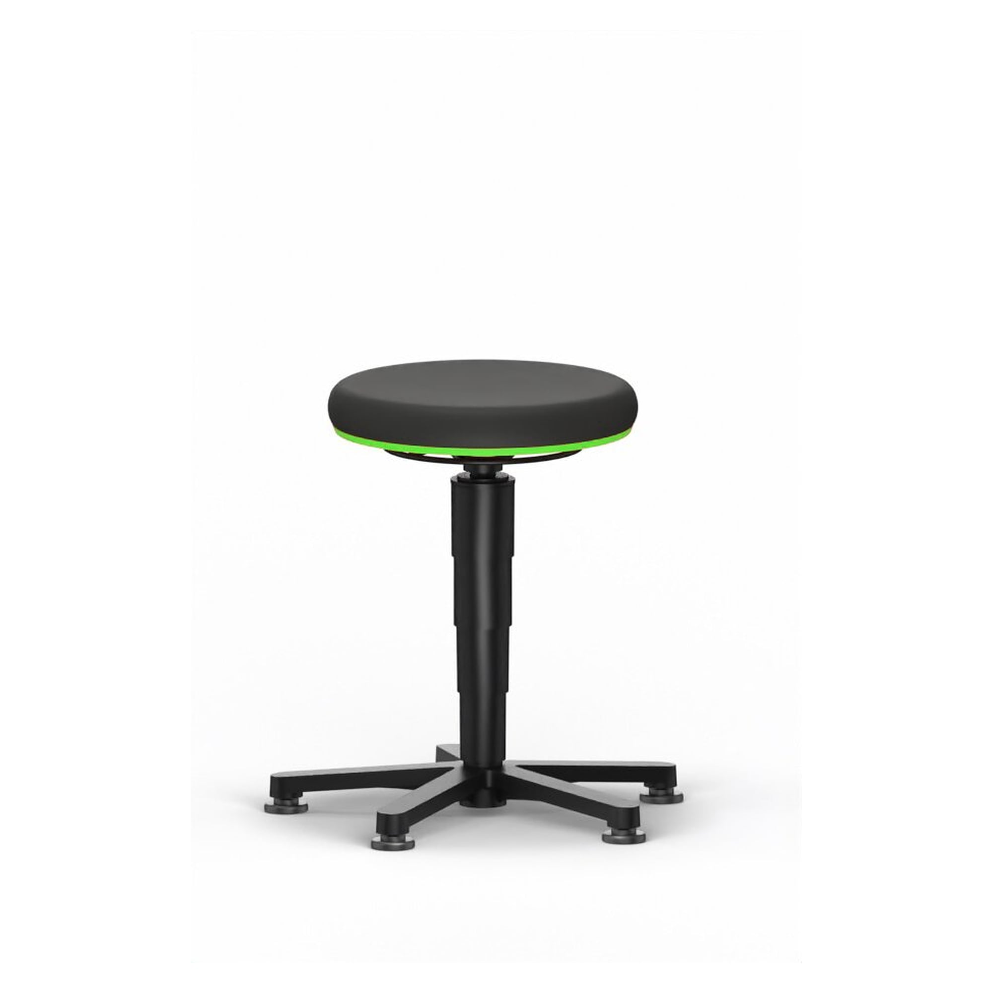 Tabouret Allround 1 sur patins, similicuir Magic noir, anneau vert, hauteur d'assise 450-650 mm - Bimos 9460-MG01-3280