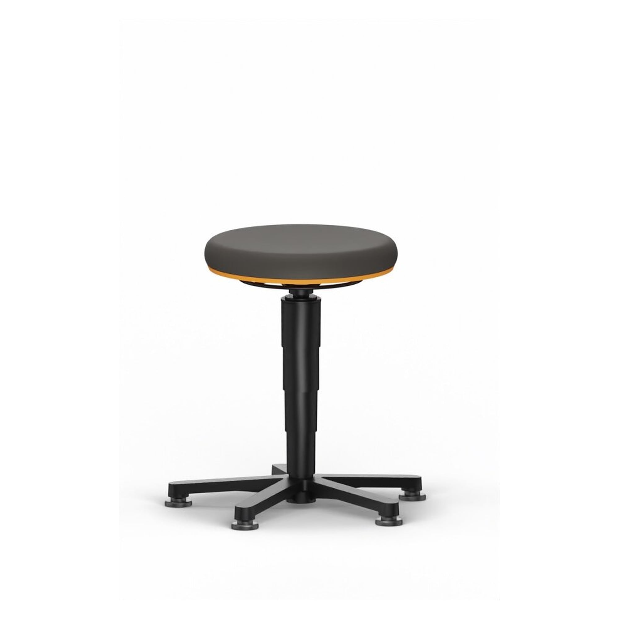Tabouret Allround 1 sur patins, Supertec noir, anneau orange, hauteur d'assise 450-650 mm - Bimos 9460-SP01-3279