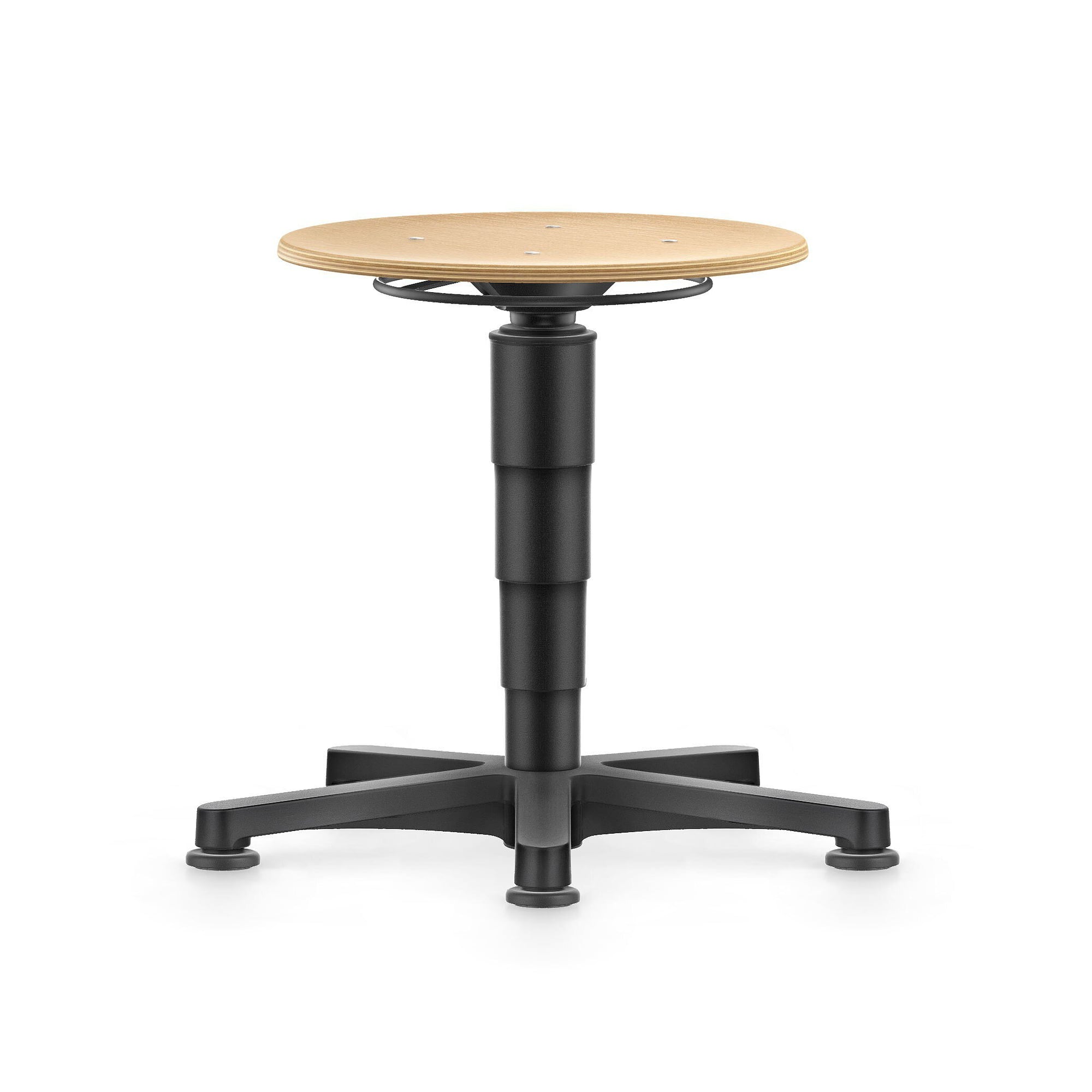 Tabouret d'atelier Allround 2 à roulettes, hêtre stratifié naturel, anneau orange, assise 450-650 mm - Bimos 9463-3000-3279