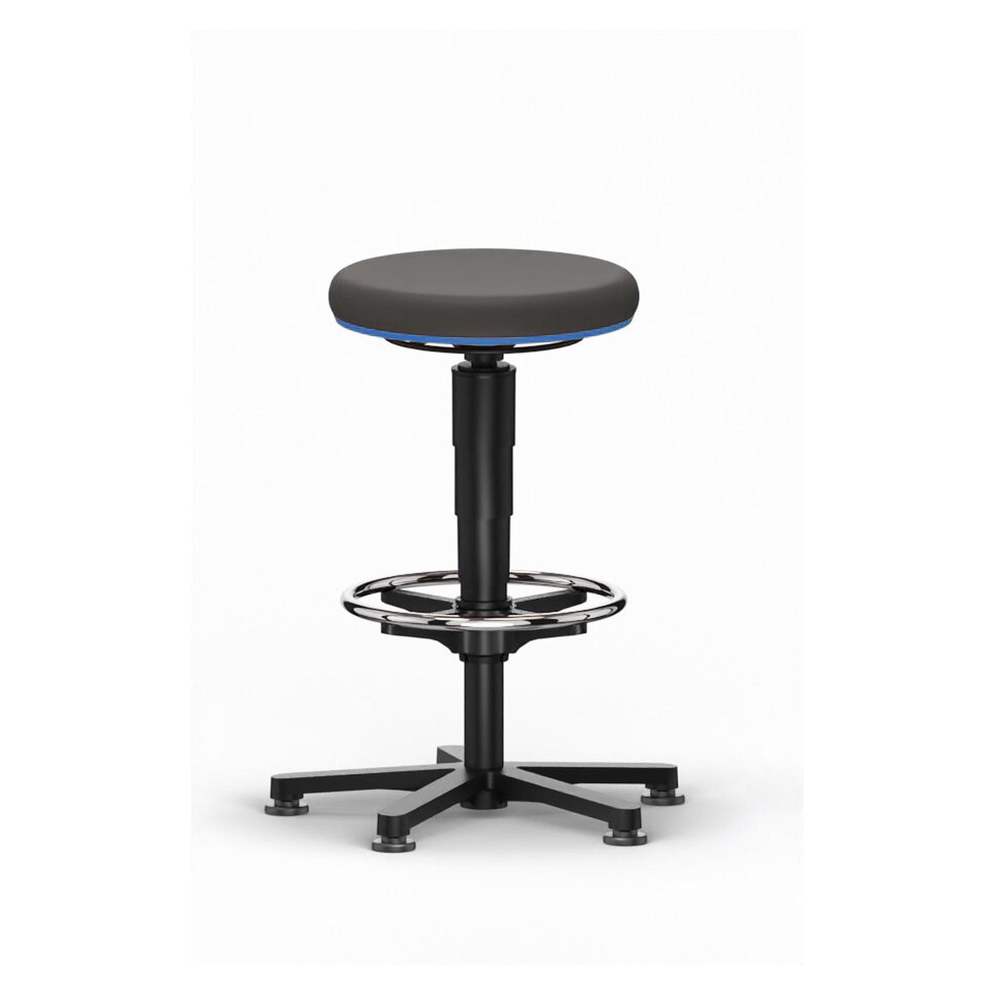 Allround stool 3, glides and foot ring, Supertec, seat 560-830 mm, blue ring - Bimos 9461-SP01-3277