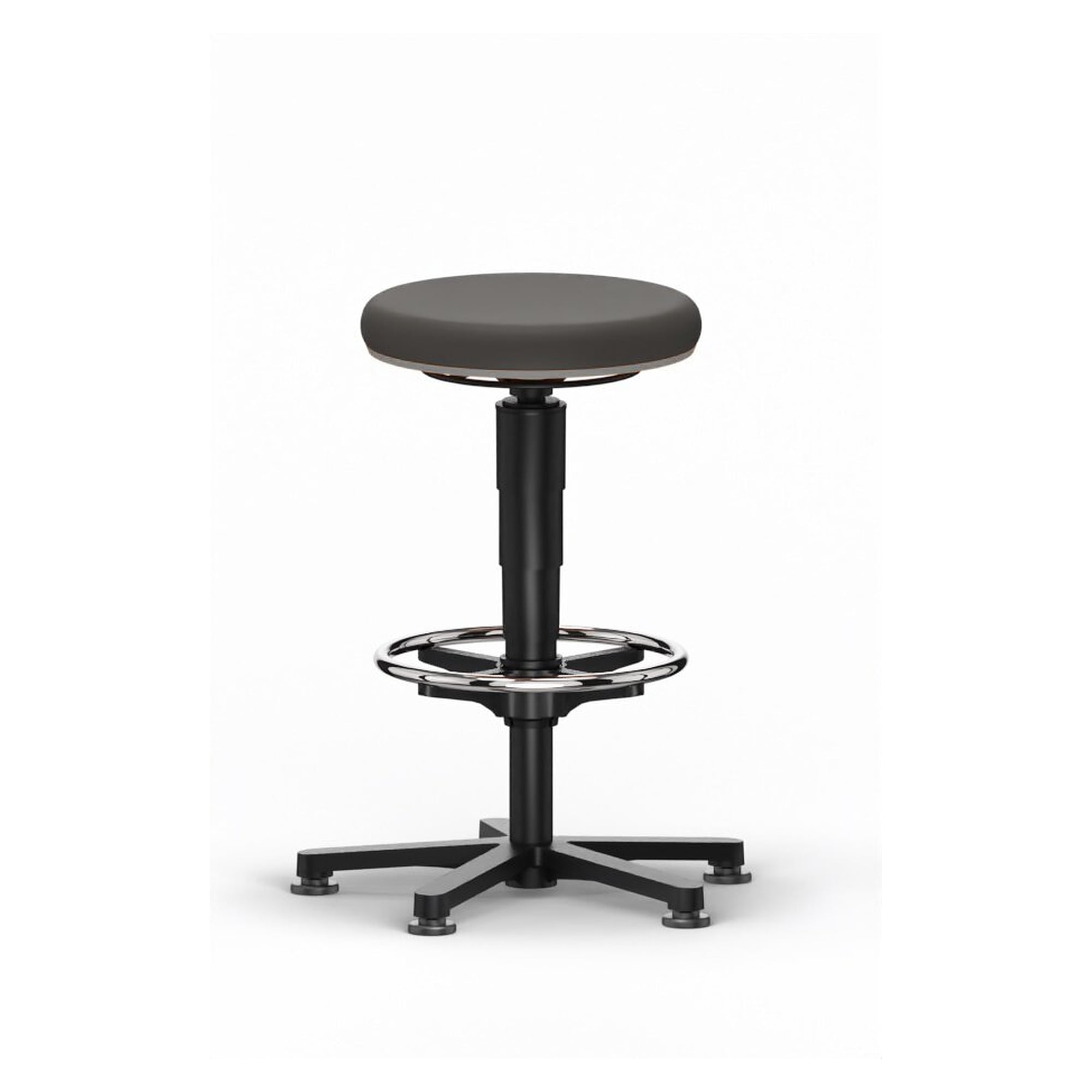 Allround stool 3, glides and foot ring, Supertec, seat 560-830 mm, grey ring - Bimos 9461-SP01-3278