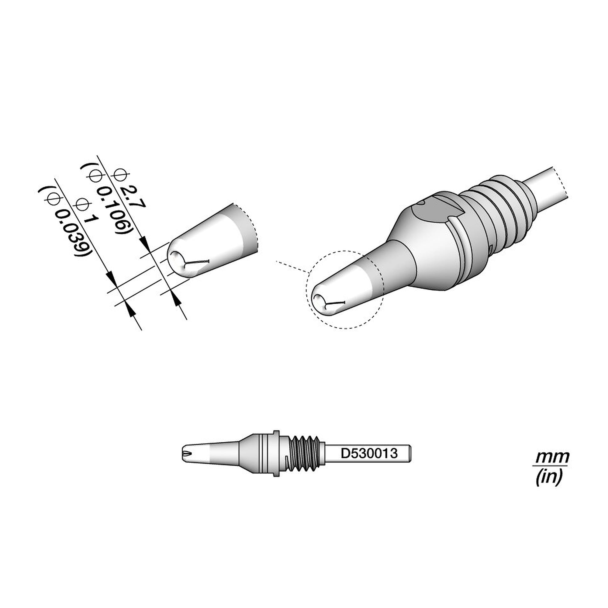 Panne à dessouder nettoyage de pastilles Ø int. 1 mm Ø ext. 2,7 mm - JBC D530013