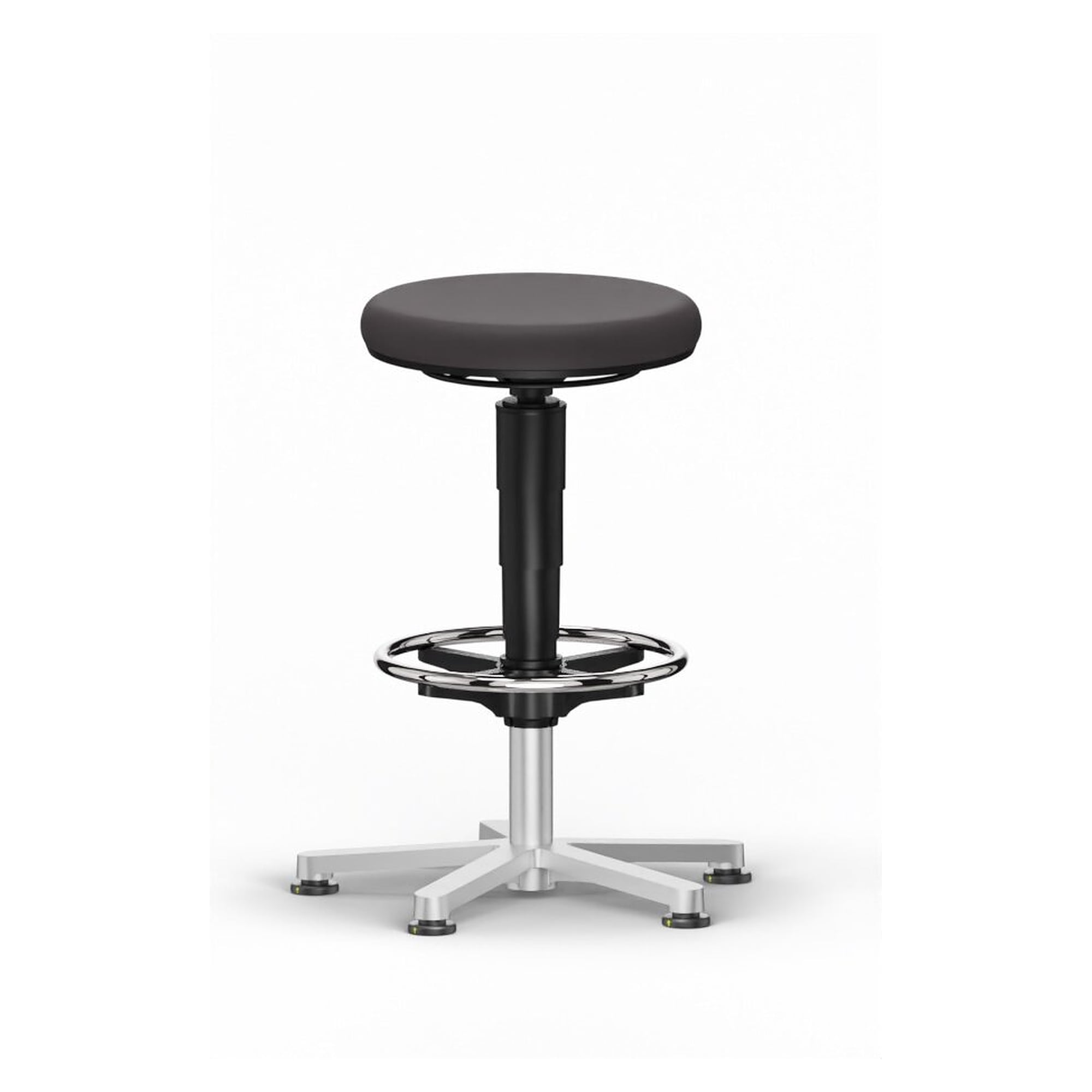 ESD stool 3 with glides and foot ring, black Duotec fabric, seat height 560-830 mm - Bimos 9461E-9801