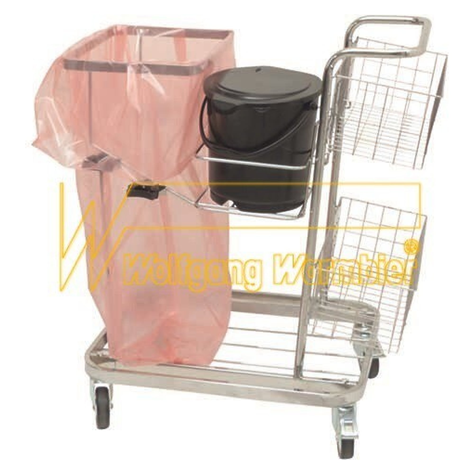 Chariot de nettoyage pour sacs de 125 litres, 900 x 550 x 1000 mm, 4 roues pivotantes - Warmbier 5180.RW