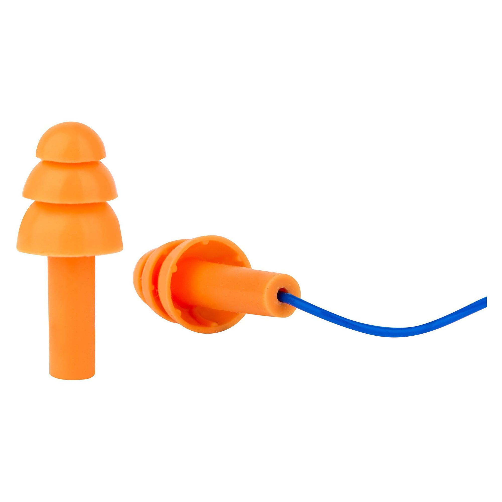 Mehrweg-Ohrstöpsel aus Silikon, lamellenförmig, mit Kordel, SNR 32 dB, Box mit 100 Paar, orange - DS Safety Wear EP001COB