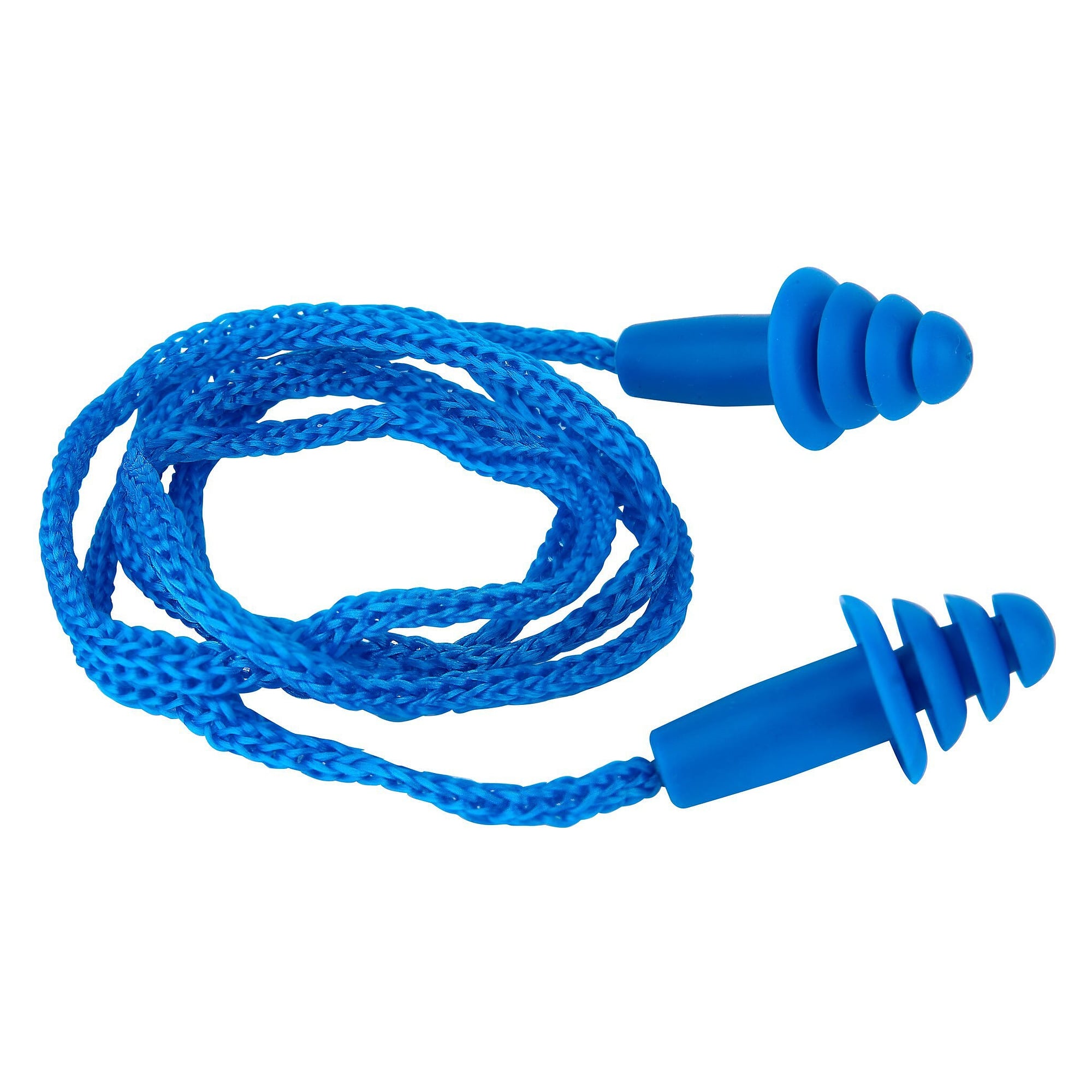 Mehrweg-Ohrstöpsel aus TPE, lamellenförmig, mit Kordel, SNR 32 dB, Box mit 100 Paar, blau - DS Safety Wear EP002CB