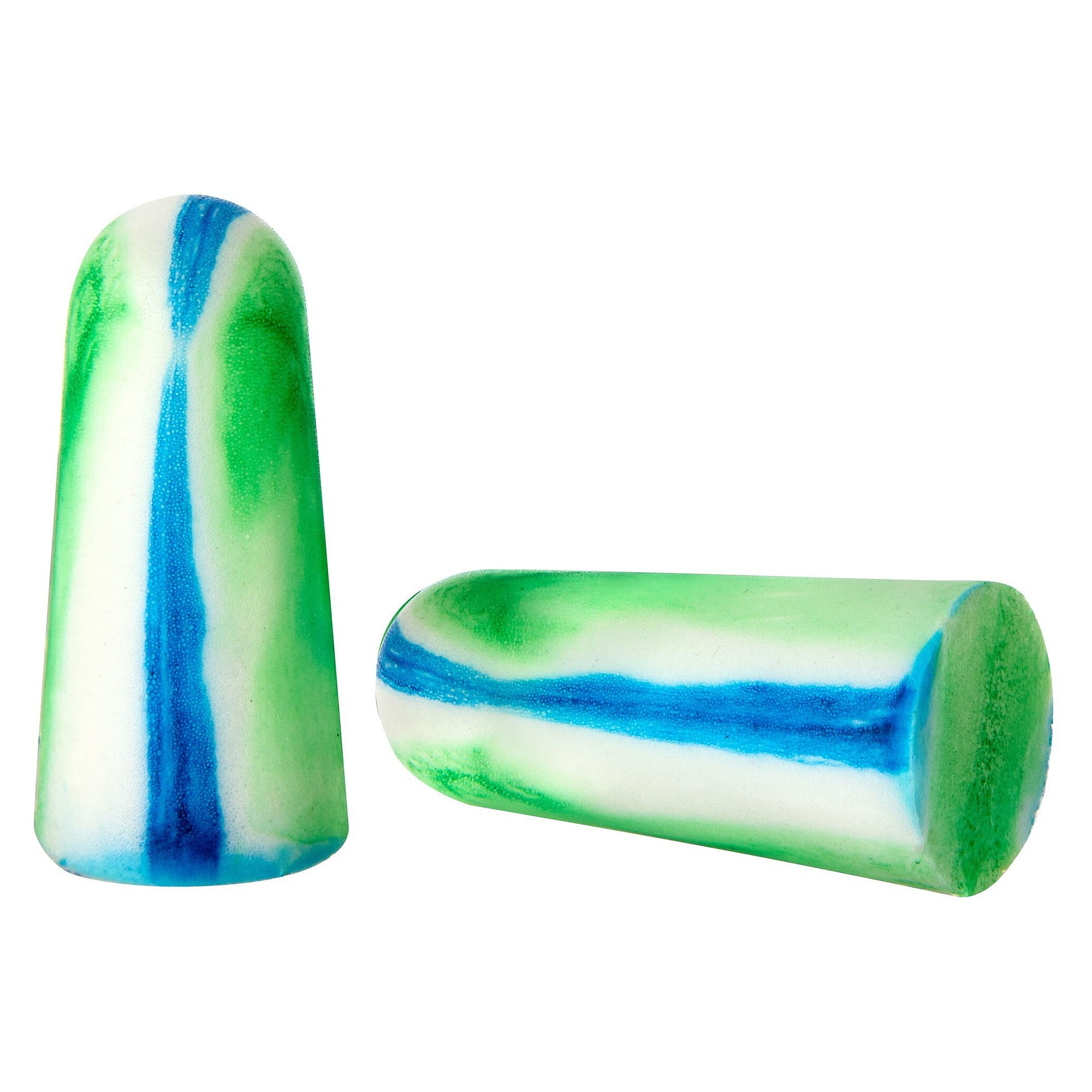 Bouchons d'oreilles jetables en mousse PU, SNR 37 dB, boîte de 200 paires, bleu/blanc/vert - DS Safety Wear EP1227BWG