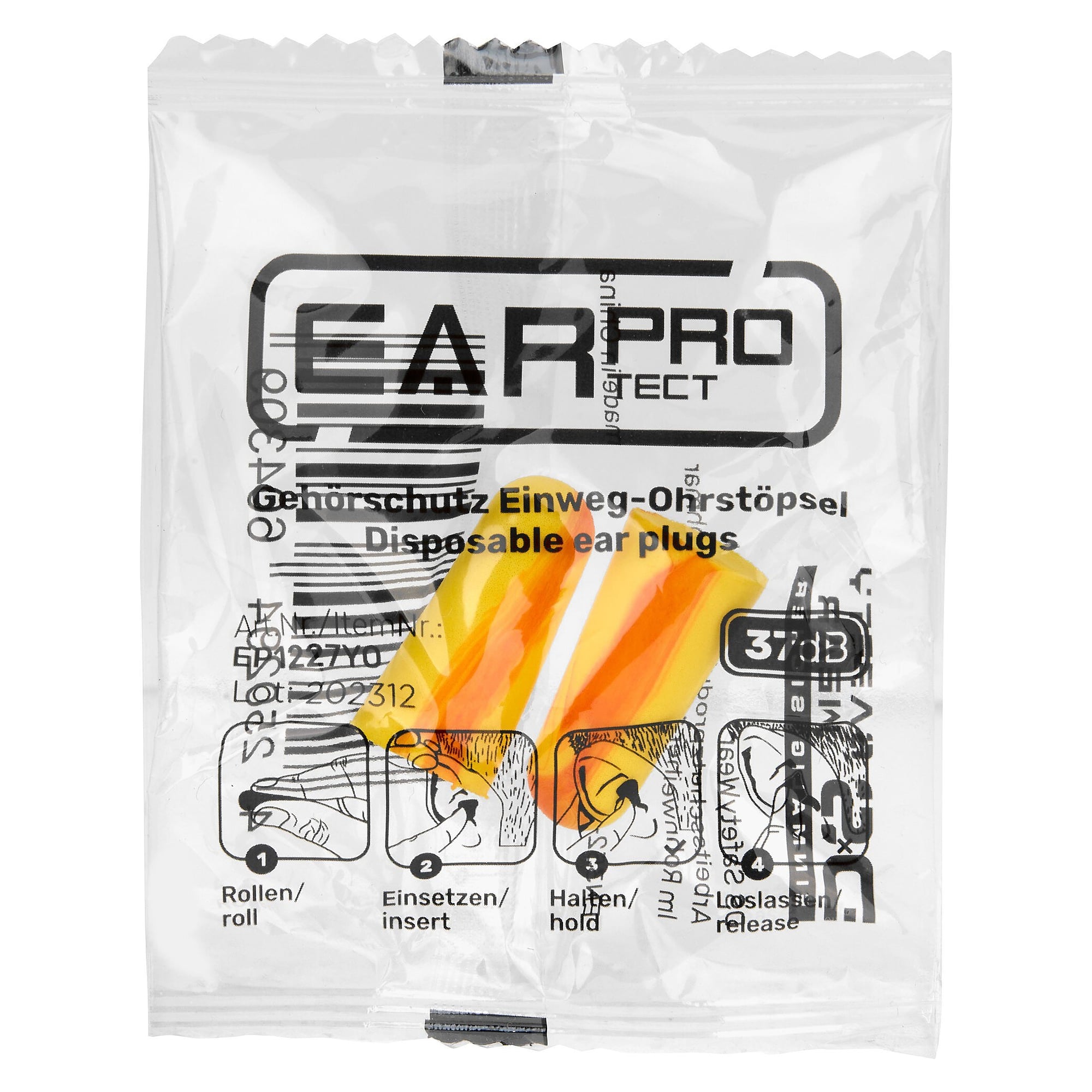 Einweg-Ohrstöpsel aus PU-Schaumstoff, SNR 37 dB, Box mit 200 Paar, gelb/orange - DS Safety Wear EP1227YO