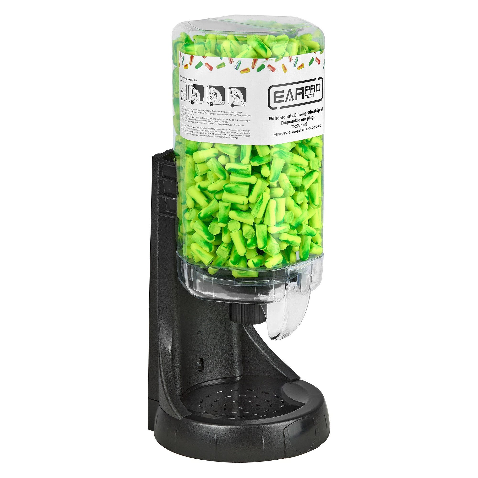 Earplug dispenser with 500 pairs of disposable PU foam earplugs, SNR 37 dB - DS Safety Wear EP500SGY