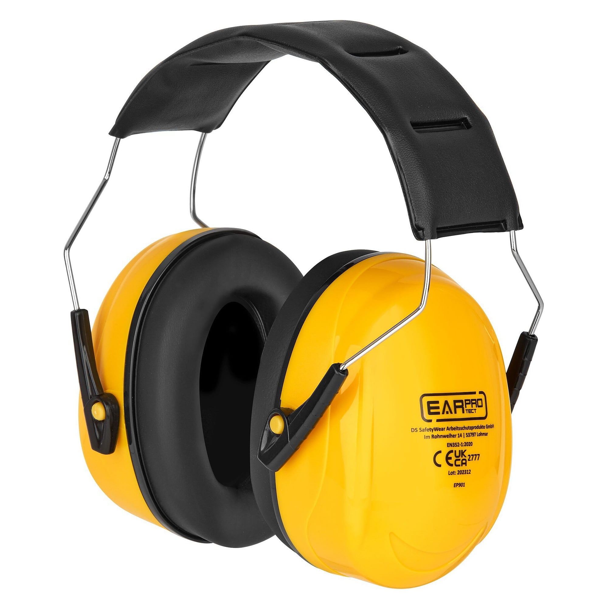 Kapselgehörschutz mit Edelstahl-Kopfbügel, SNR 31 dB, ABS-Schalen schwarz/gelb - DS Safety Wear EP901
