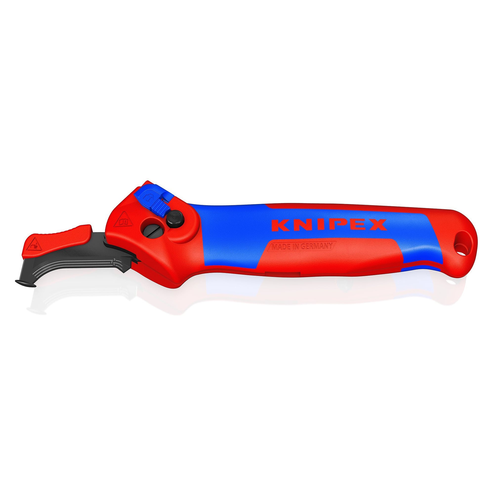 Dismantling knife with sliding shoe and ratchet function, sheaths up to 7 mm wall thickness - Knipex 16 50 145 SB