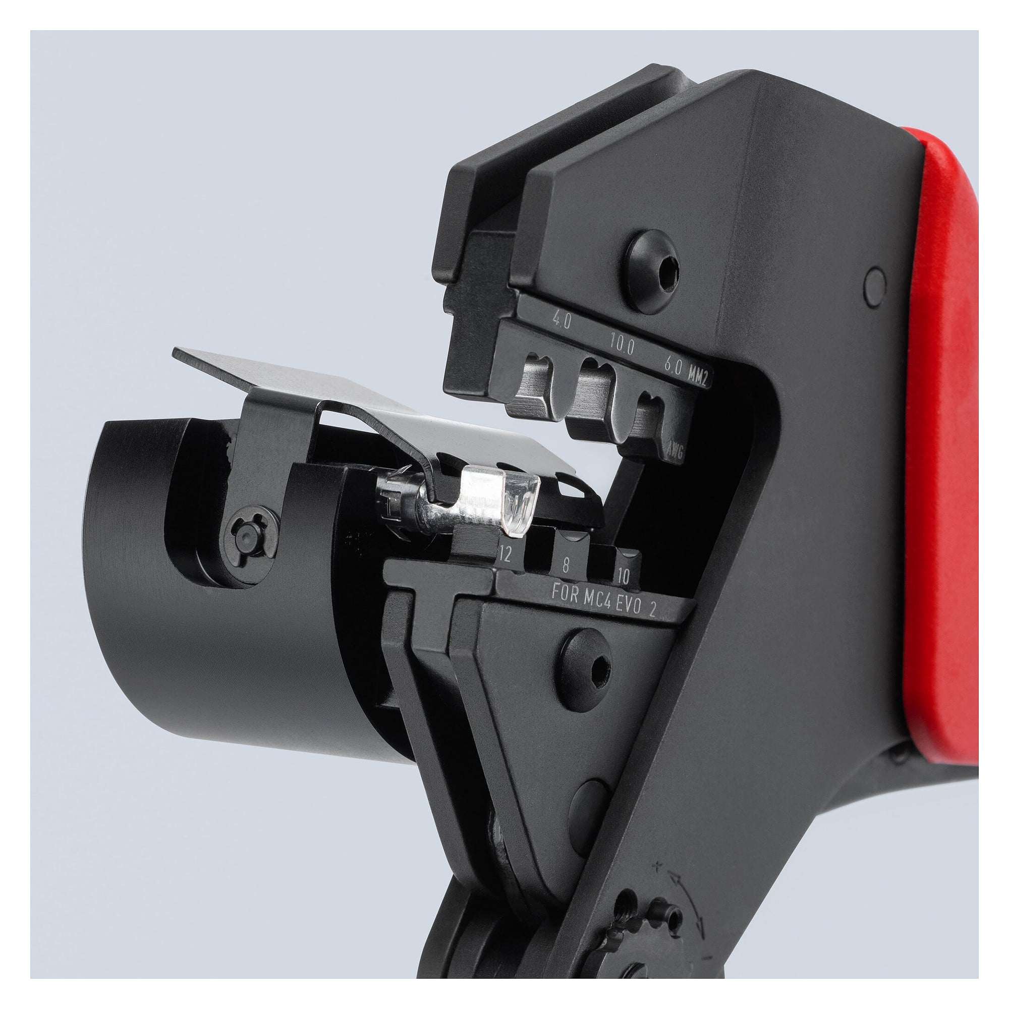 MC4 EVO2 crimping system pliers for PV connectors 4 to 10 mm², calibrated, 200 mm - Knipex 97 43 66 EVO