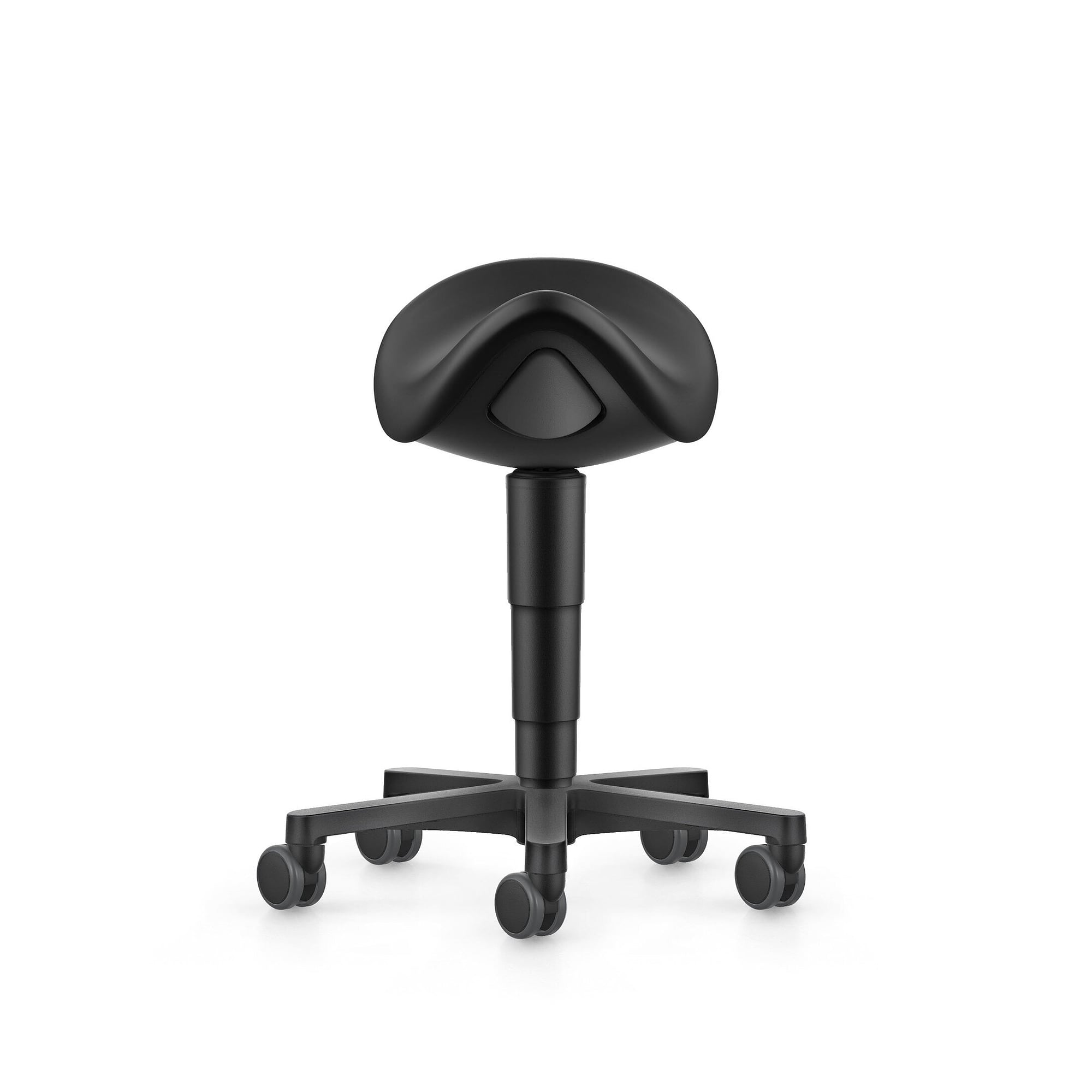 Tabouret-selle Allround à roulettes, dynamique d'assise 3D, similicuir Magic noir, hauteur d'assise 540-800 mm - Bimos 9473-MG01