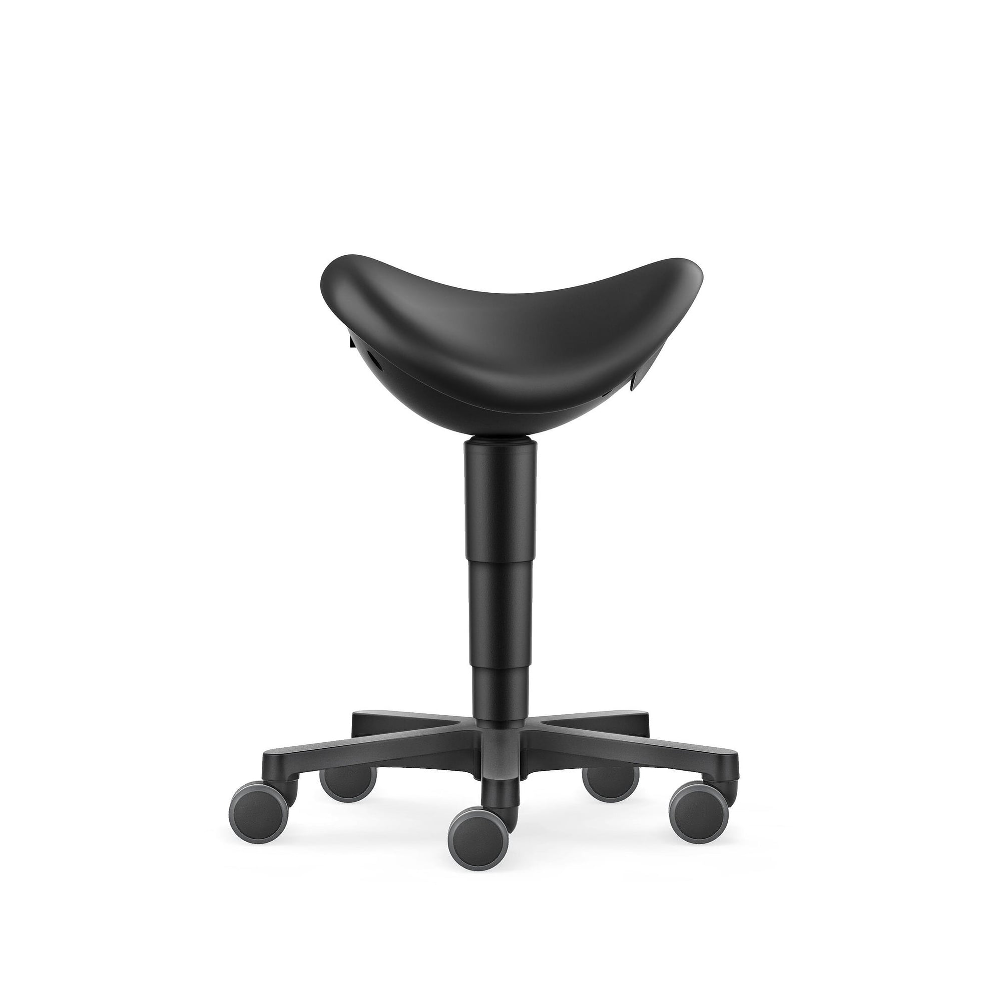 Tabouret-selle Allround à roulettes, dynamique d'assise 3D, similicuir Magic noir, hauteur d'assise 540-800 mm - Bimos 9473-MG01