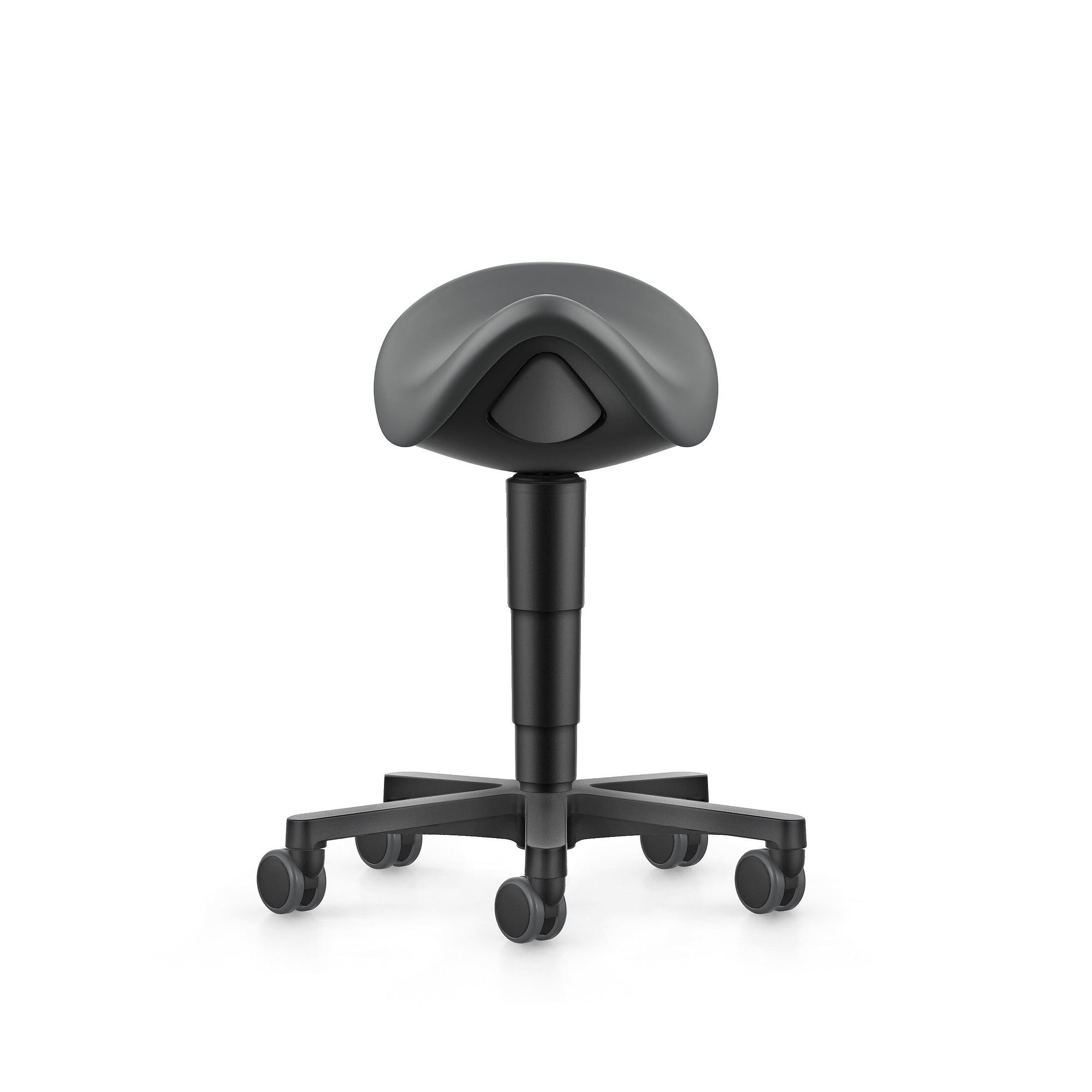 Tabouret-selle Allround à roulettes, similicuir Magic gris, hauteur d'assise 540-800 mm - Bimos 9473-MG11