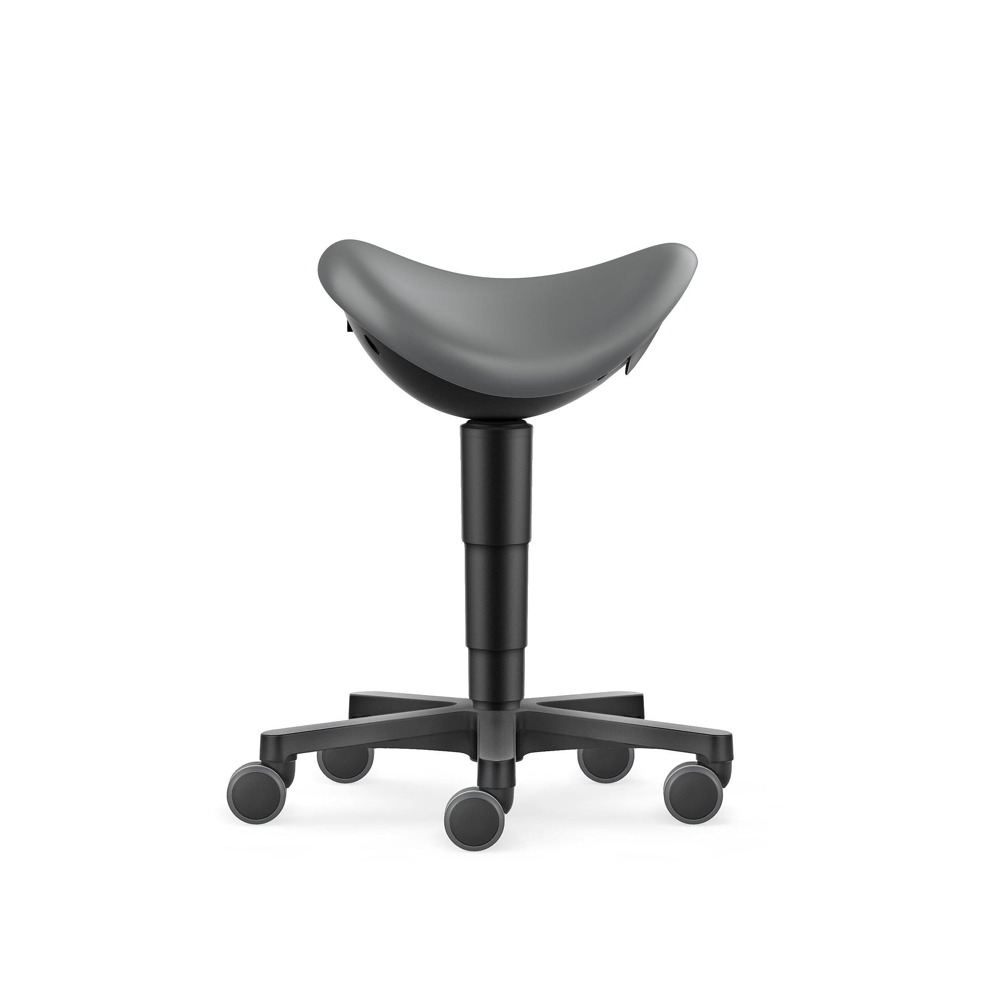 Tabouret-selle Allround à roulettes, similicuir Magic gris, hauteur d'assise 540-800 mm - Bimos 9473-MG11