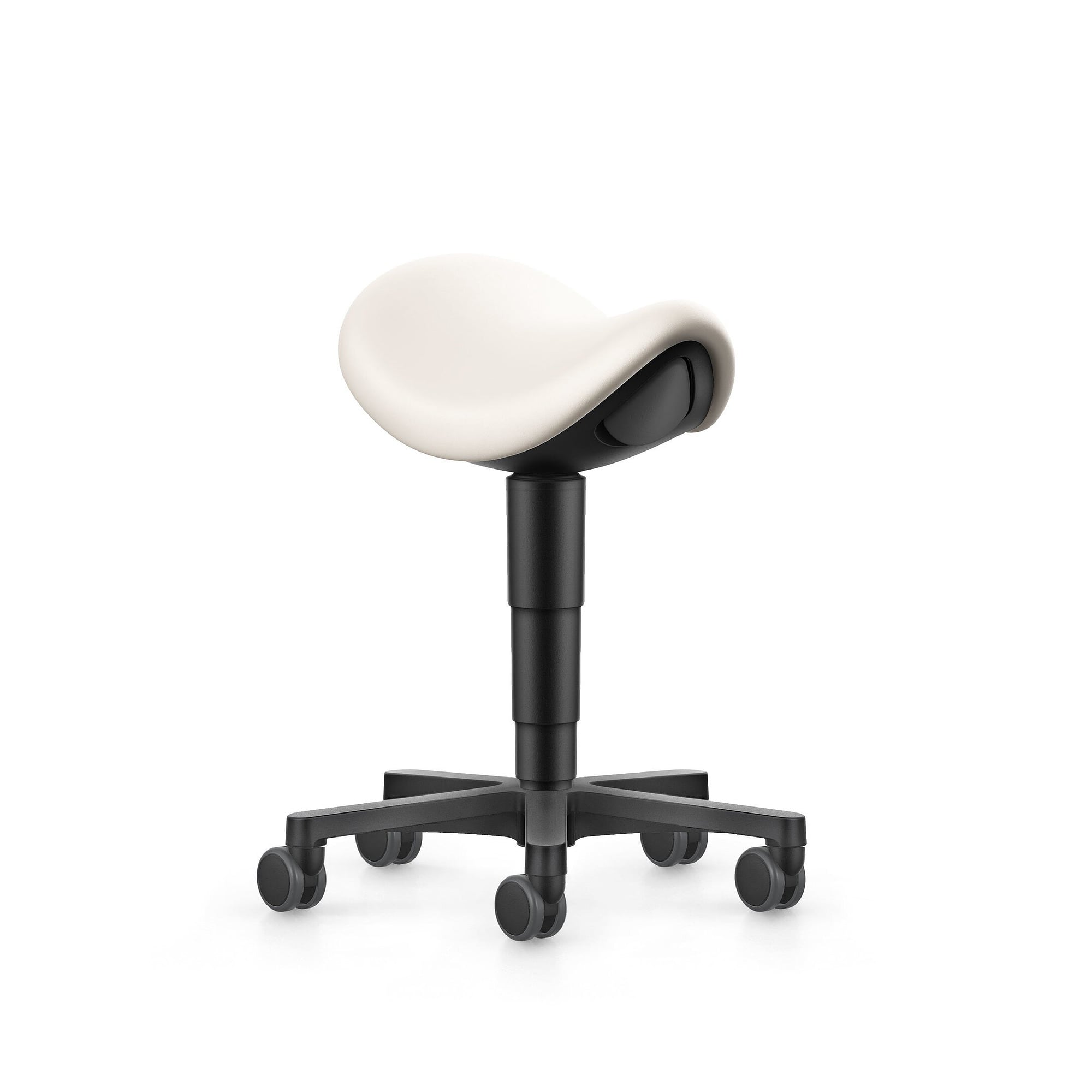 Allround saddle stool with castors, Magic imitation leather light beige, seat height 540-800 mm - Bimos 9473-MG05