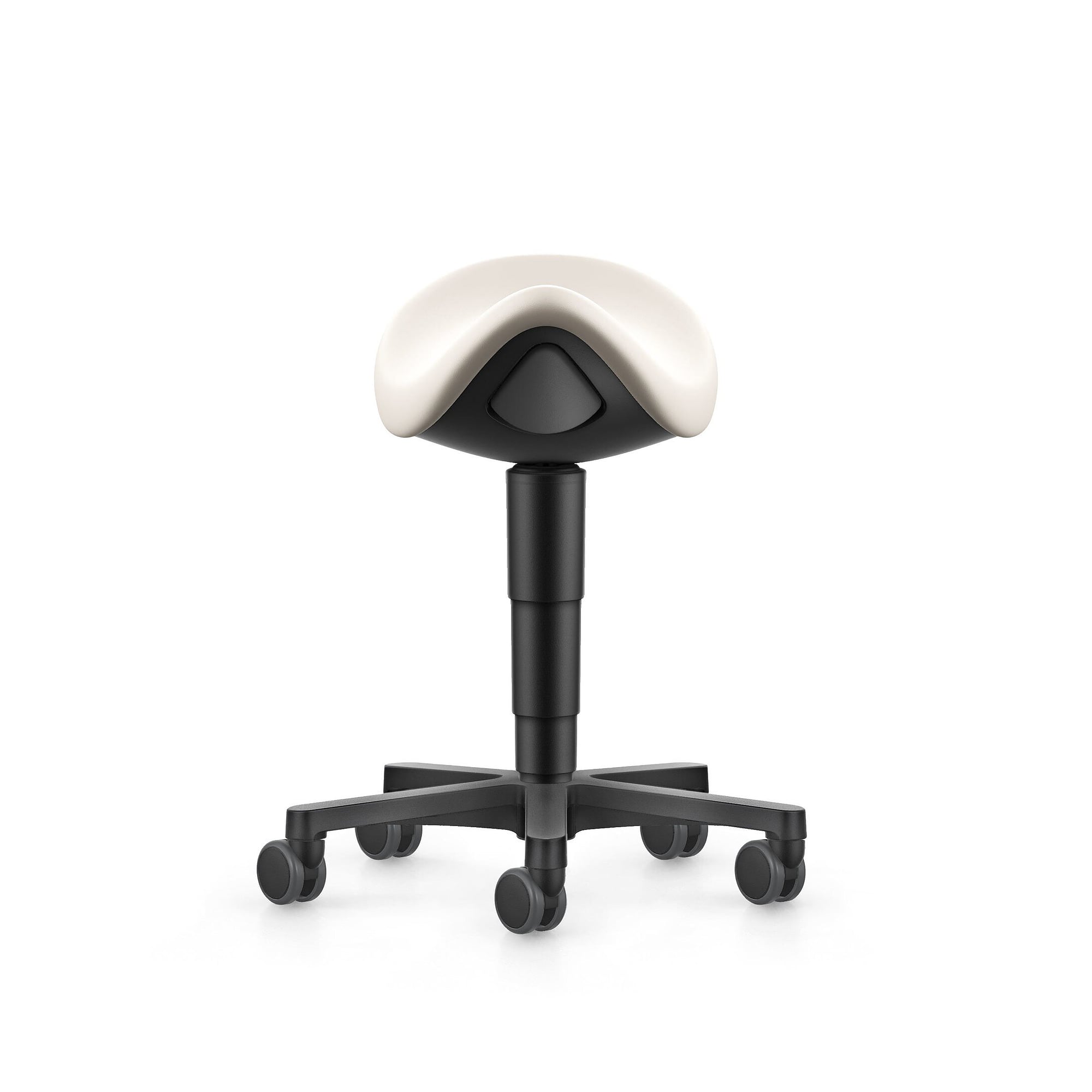 Tabouret-selle Allround à roulettes, similicuir Magic beige clair, hauteur d'assise 540-800 mm - Bimos 9473-MG05