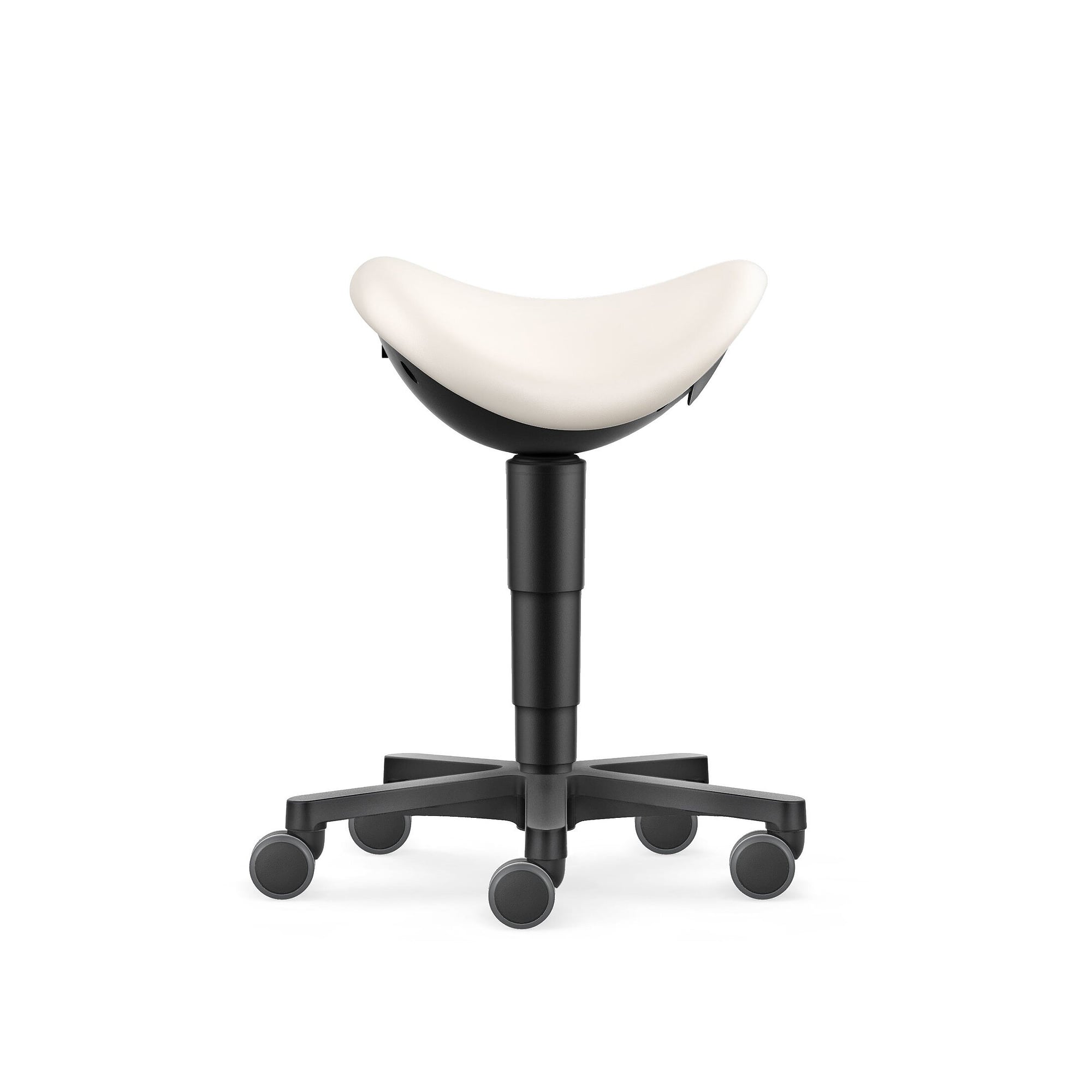 Tabouret-selle Allround à roulettes, similicuir Magic beige clair, hauteur d'assise 540-800 mm - Bimos 9473-MG05