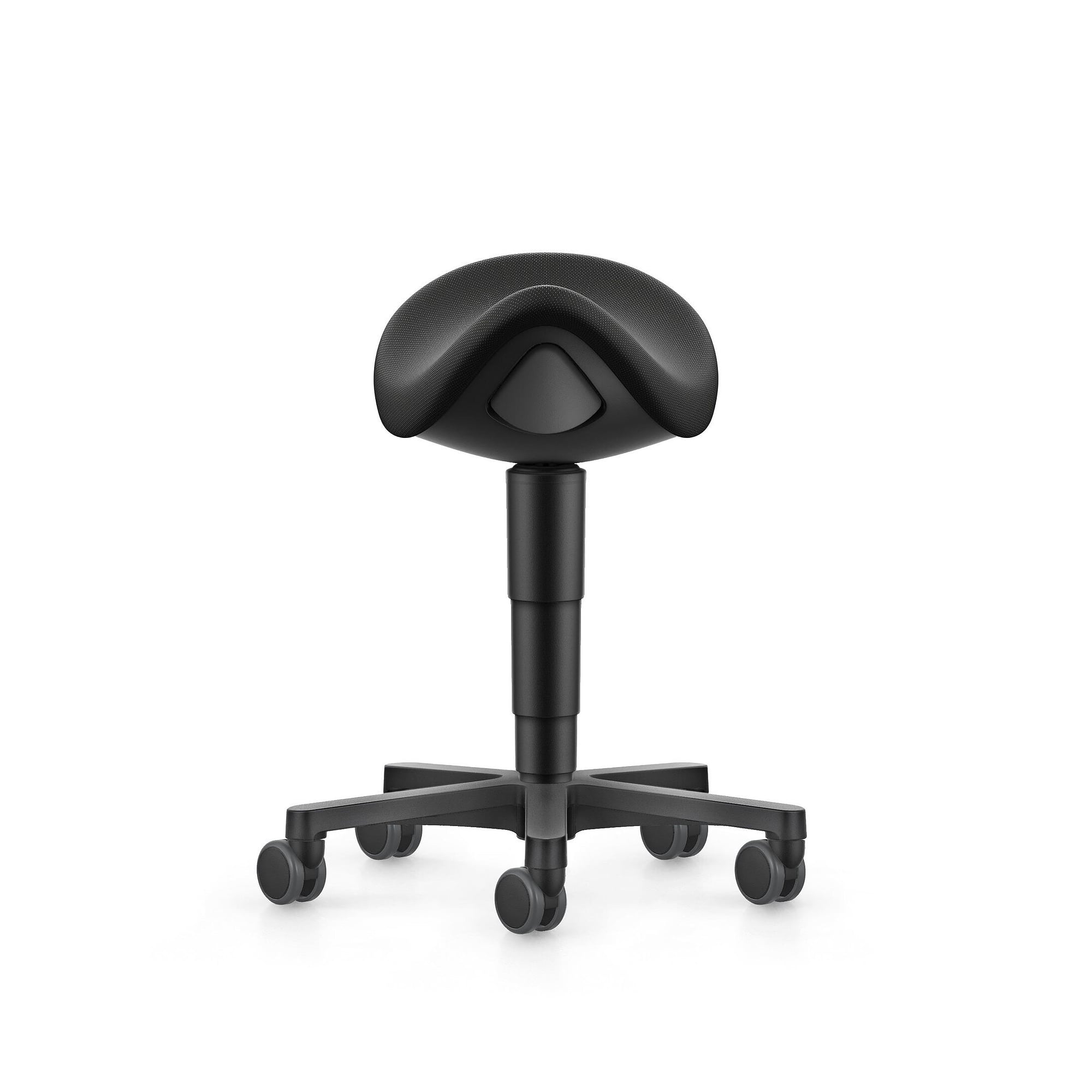 Sattelhocker Allround mit Rollen, Stoff Duotec schwarz, 3D-Sitzdynamik, Sitzhöhe 540-800 mm - Bimos 9473-6801