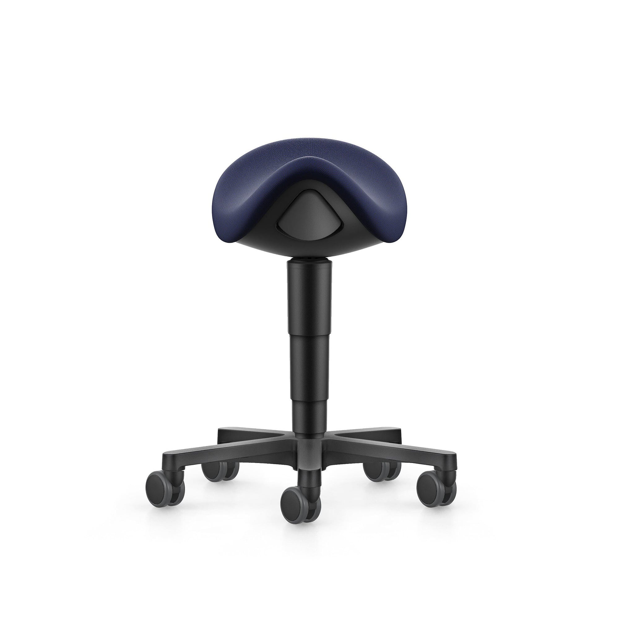 Sattelhocker Allround mit Rollen, Stoff Duotec blau, 3D-Sitzdynamik, Sitzhöhe 540-800 mm - Bimos 9473-6802