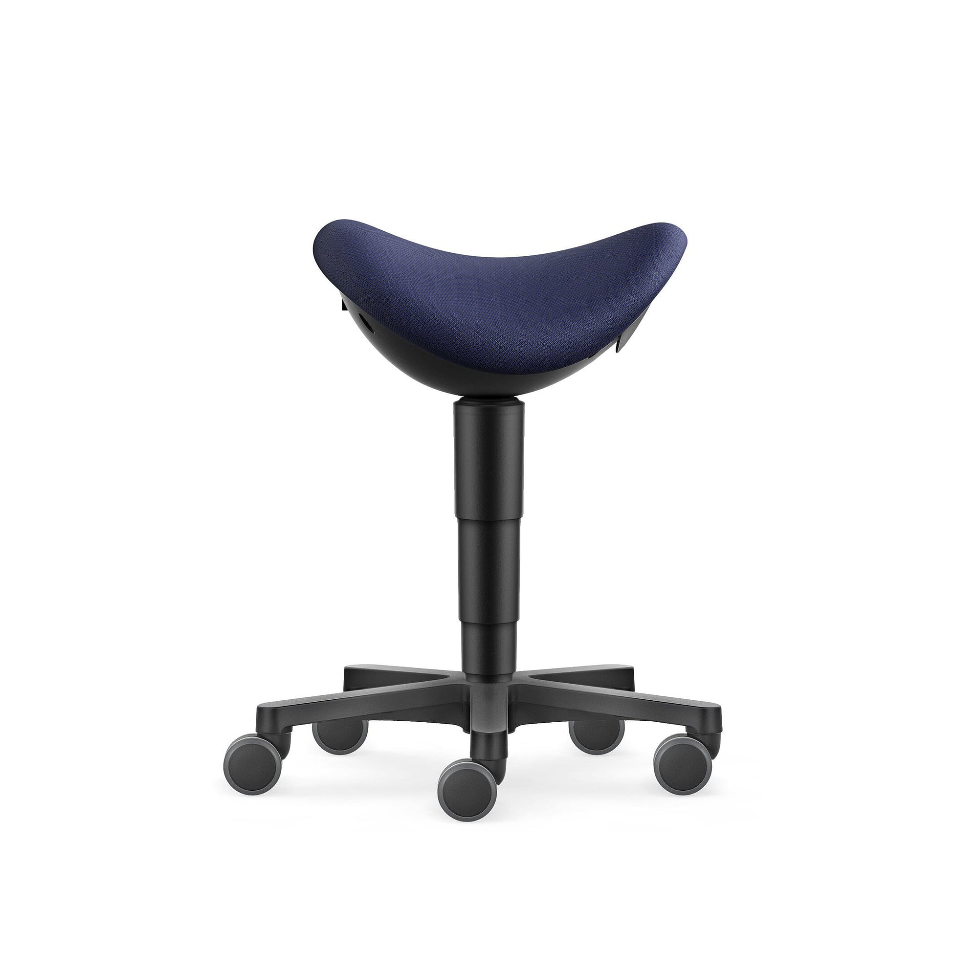 Sattelhocker Allround mit Rollen, Stoff Duotec blau, 3D-Sitzdynamik, Sitzhöhe 540-800 mm - Bimos 9473-6802