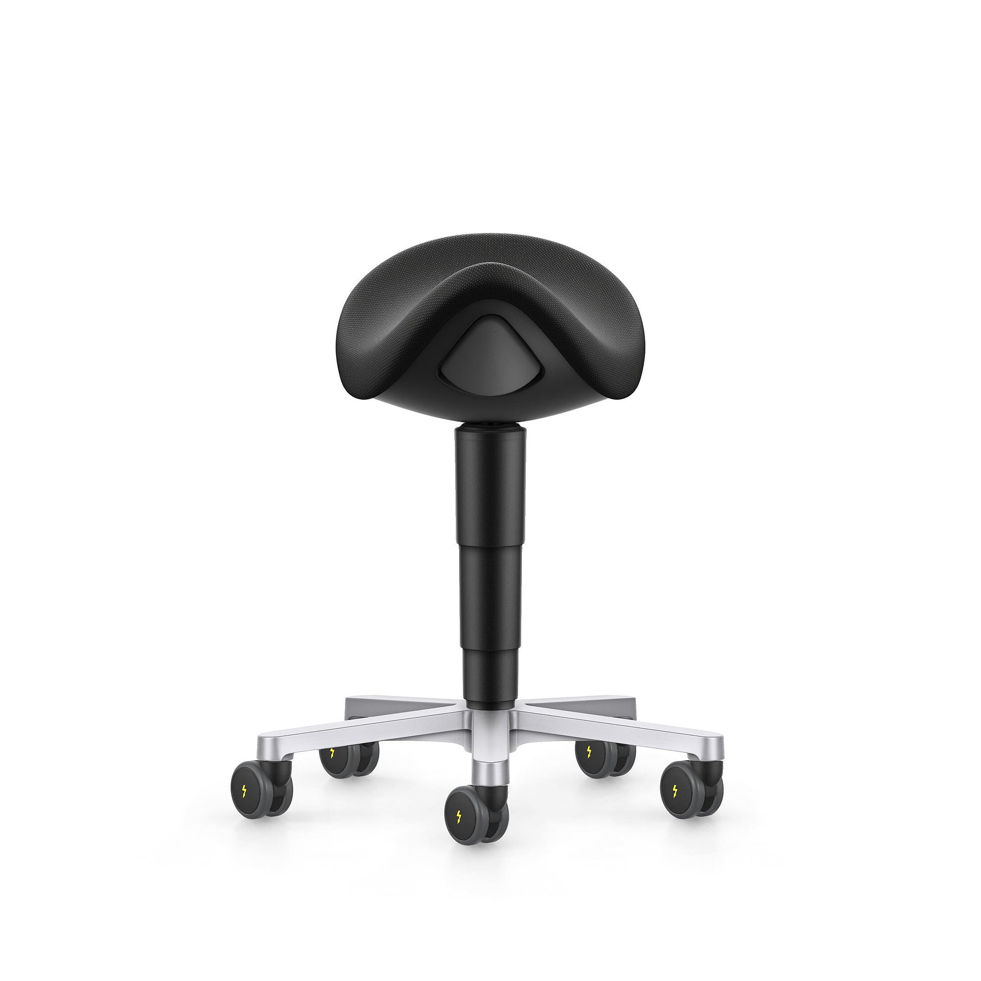 Tabouret-selle ESD à roulettes, tissu Duotec noir, dynamique d'assise 3D, hauteur d'assise 540-800 mm - Bimos 9473E-9801