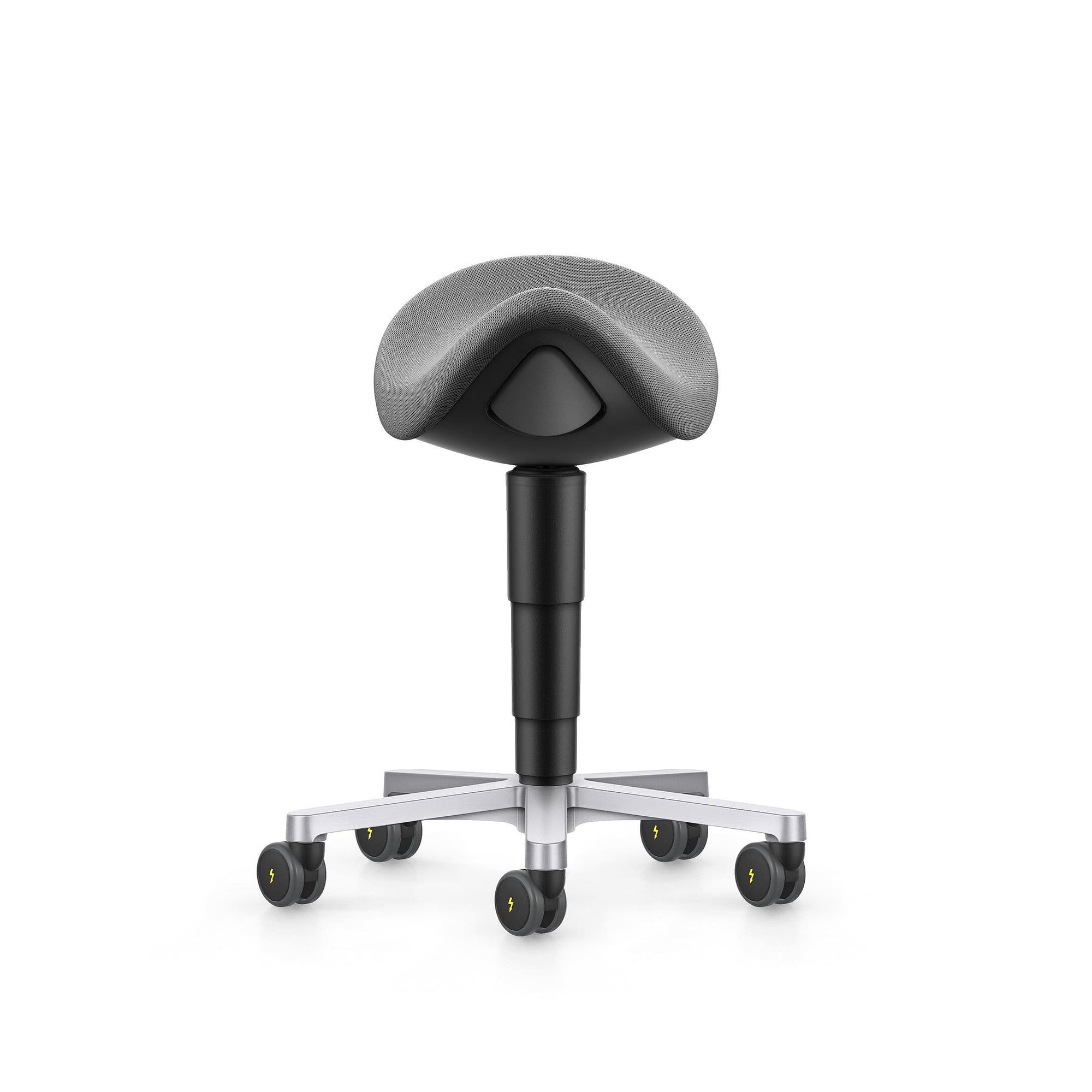 ESD saddle stool with castors, Duotec fabric gray, 3D seat dynamics, seat height 540-800 mm - Bimos 9473E-9811