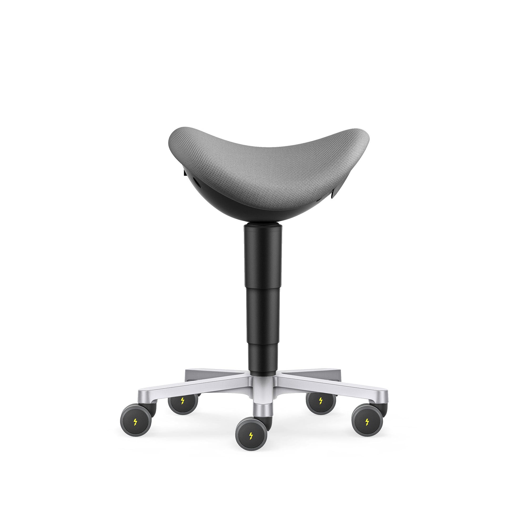 ESD saddle stool with castors, Duotec fabric gray, 3D seat dynamics, seat height 540-800 mm - Bimos 9473E-9811