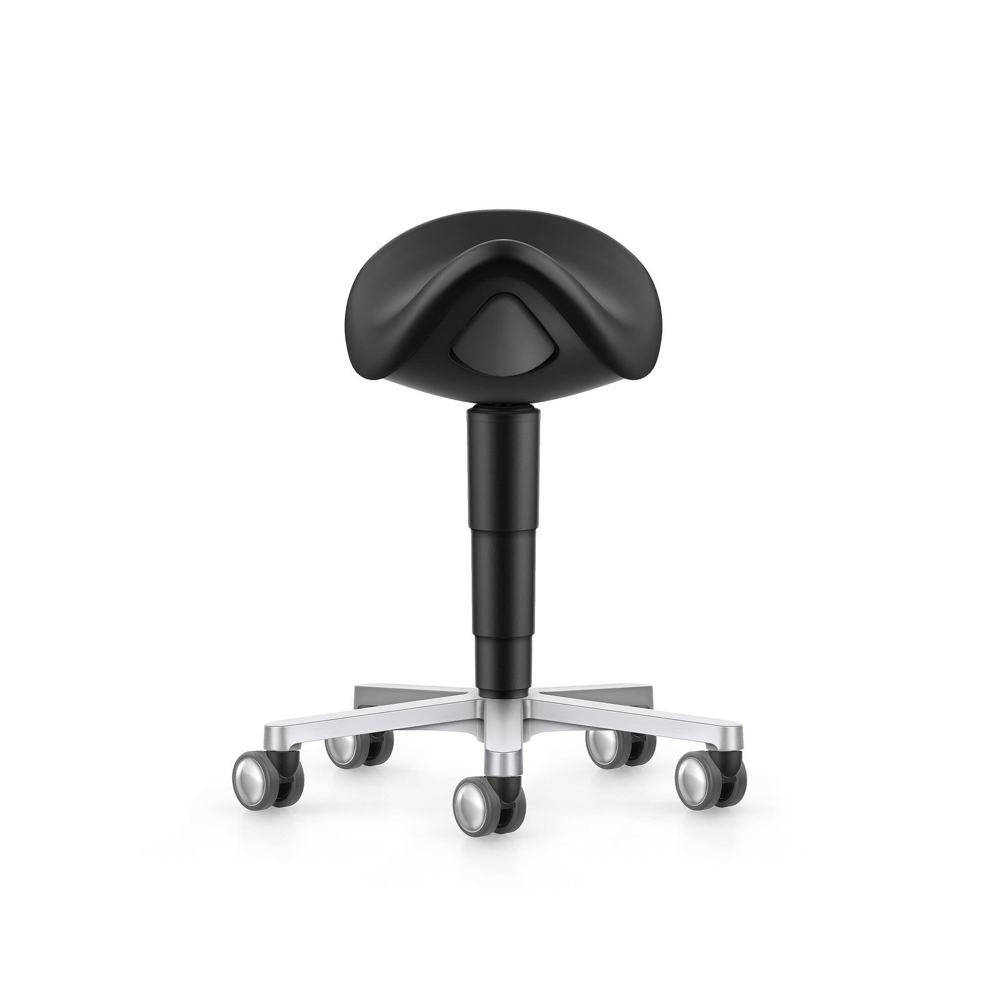 Sattelhocker Labor und Medical mit Rollen, Kunstleder Magic schwarz, Sitzhöhe 540-800 mm - Bimos 9473L-MG01