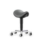 Sattelhocker Labor und Medical mit Rollen, Kunstleder Magic grau, Sitzhöhe 540-800 mm - Bimos 9473L-MG11