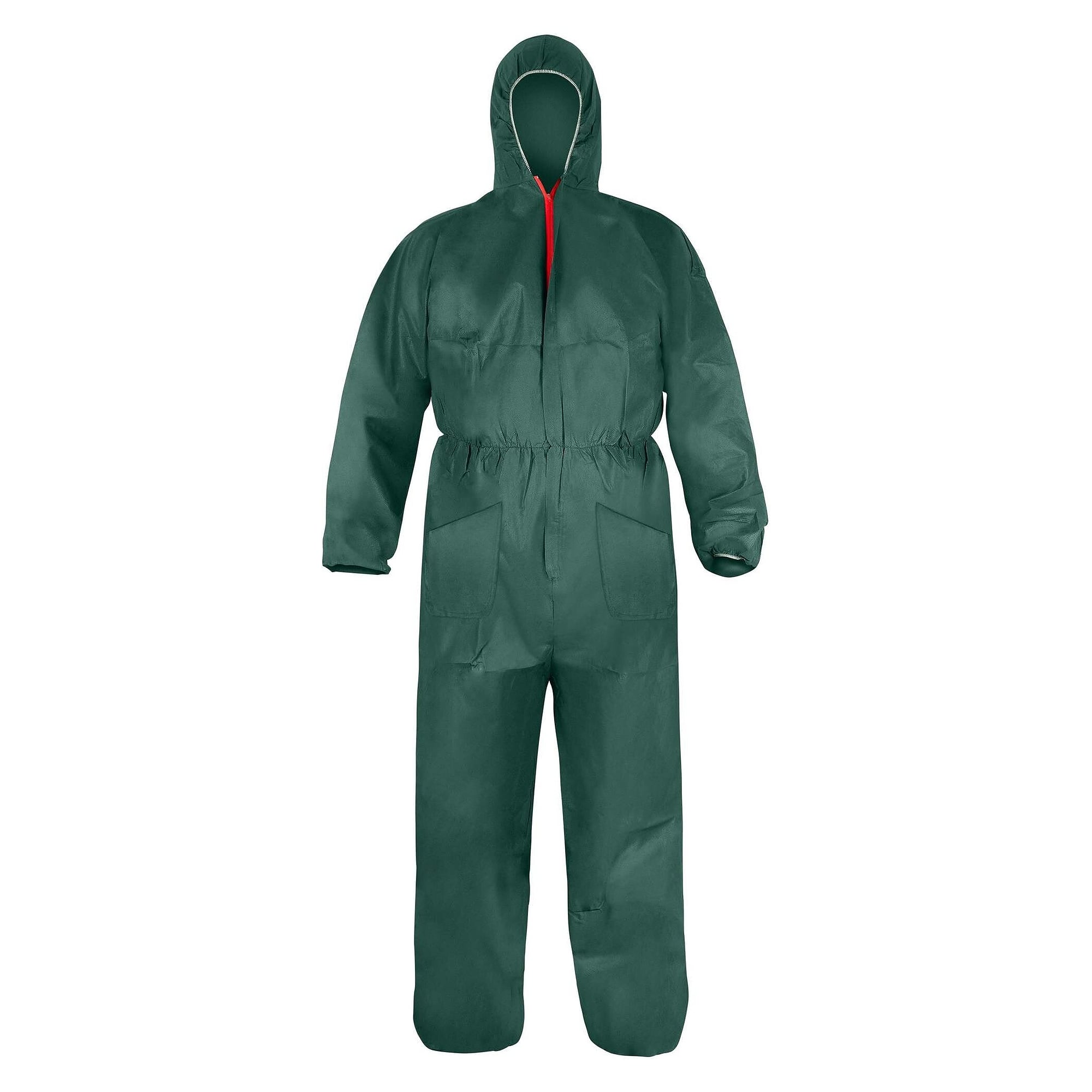 PP-Einwegoverall mit Kapuze und zwei Schenkeltaschen, 70 g/m², grün, Größe 4XL - DS Safety Wear PP70G-XXXXL
