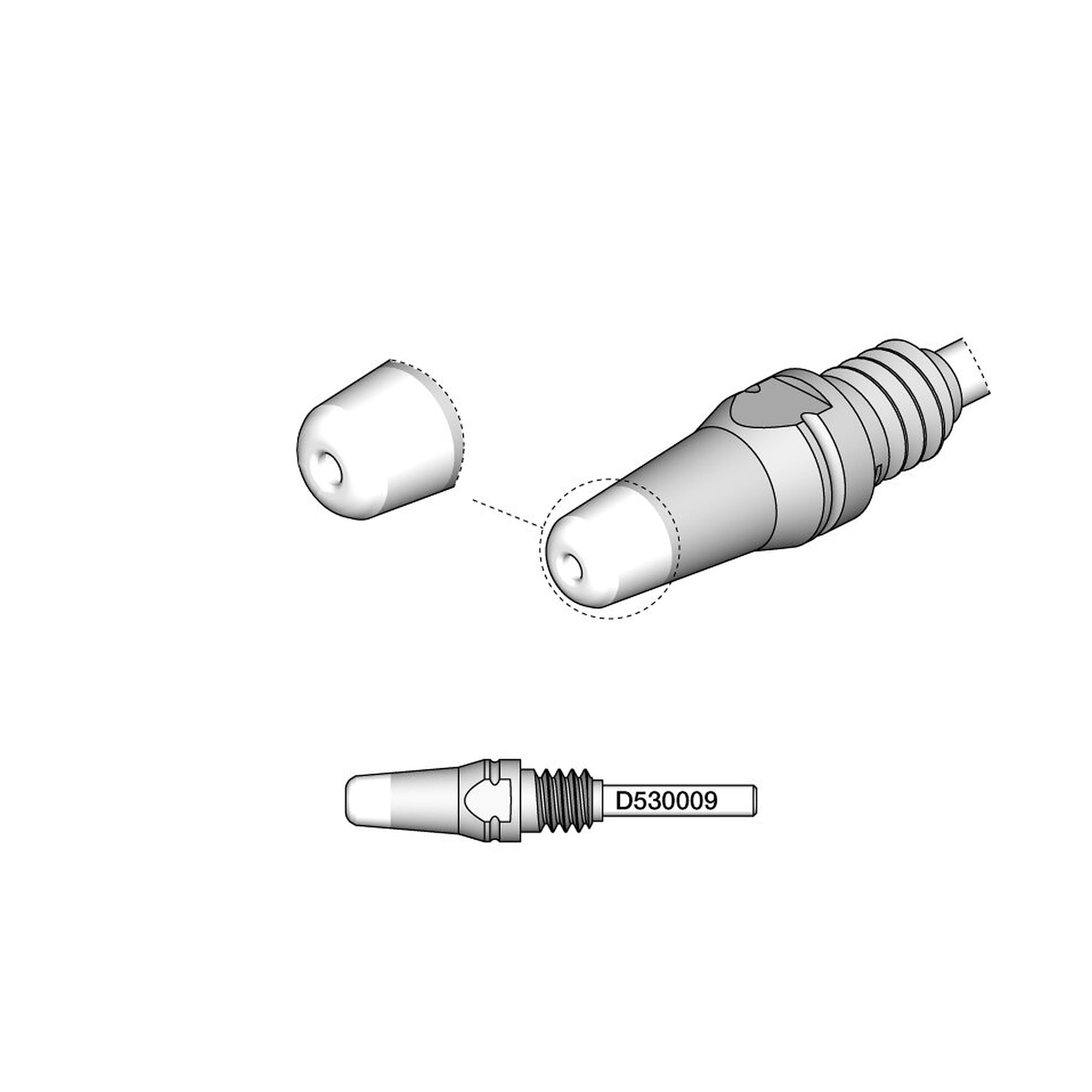 Entlötspitze D530 für Pins bis 1,1 mm, Innen-Ø 1,3 mm, für Entlötkolben DT530 - JBC D530009