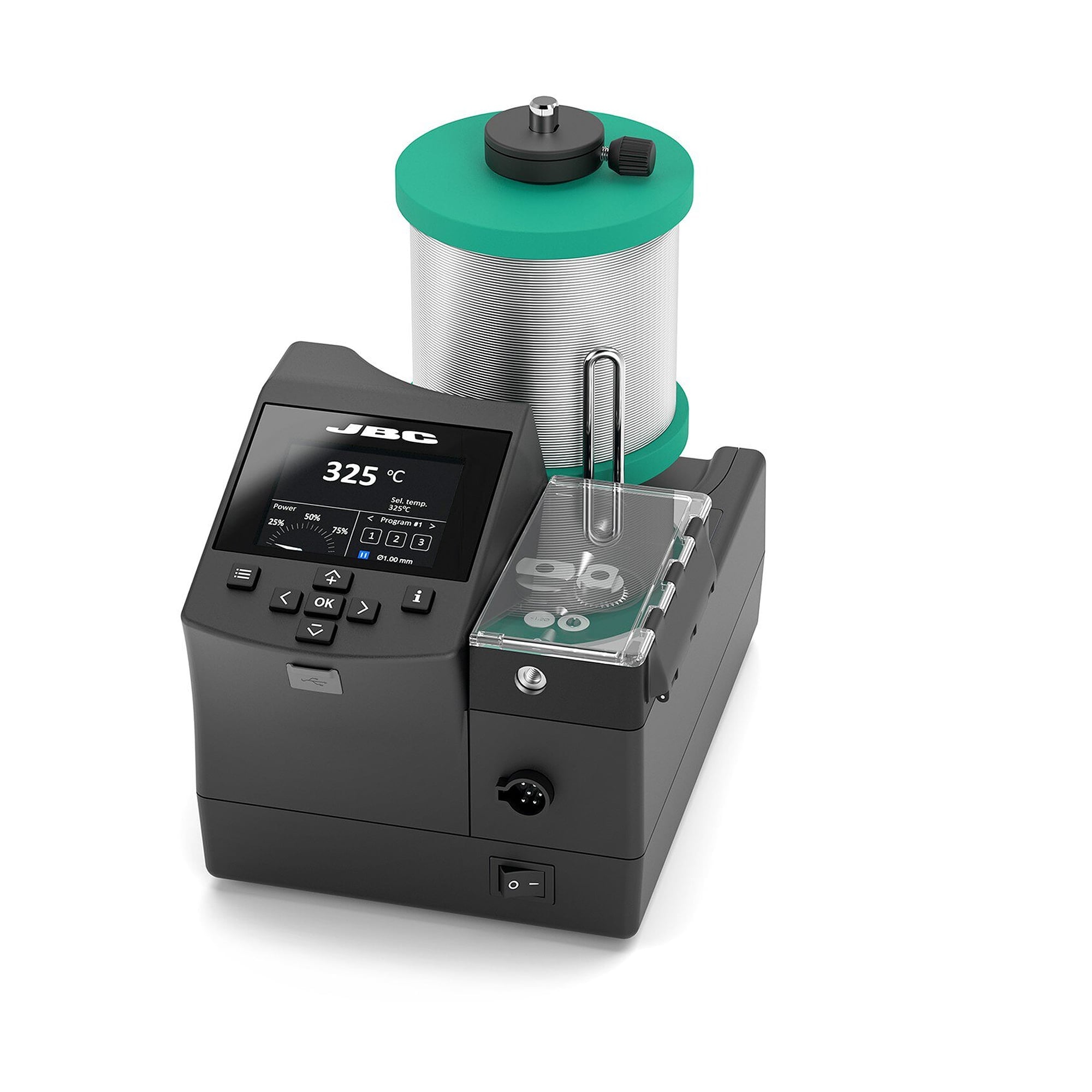 Lötstation mit automatischer Drahtzufuhr ohne Perforation, 150 W, Draht 0,6 bis 0,64 mm - JBC ALE-206A