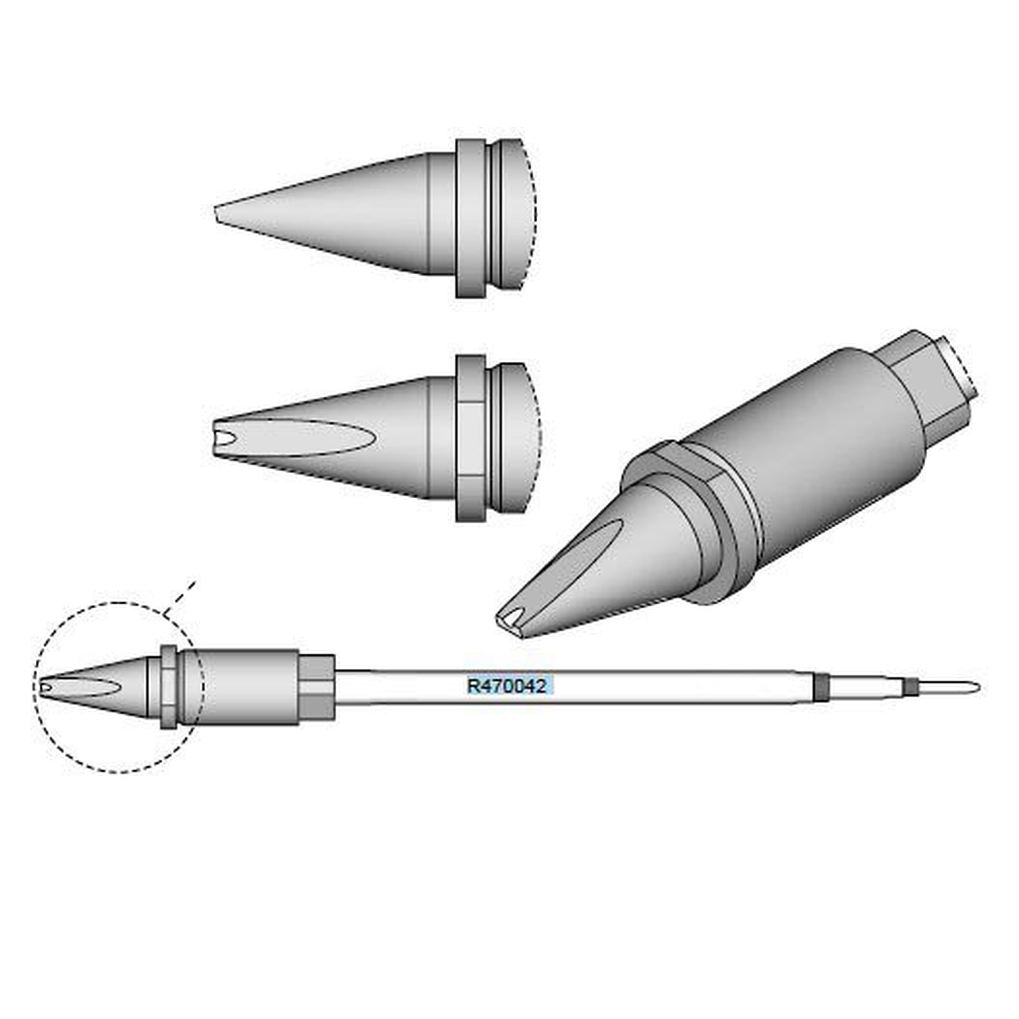 Lötspitze Rillenmeißel 2,5 x 1 mm der Serie R470 für TR470 und TRA470 - JBC R470042
