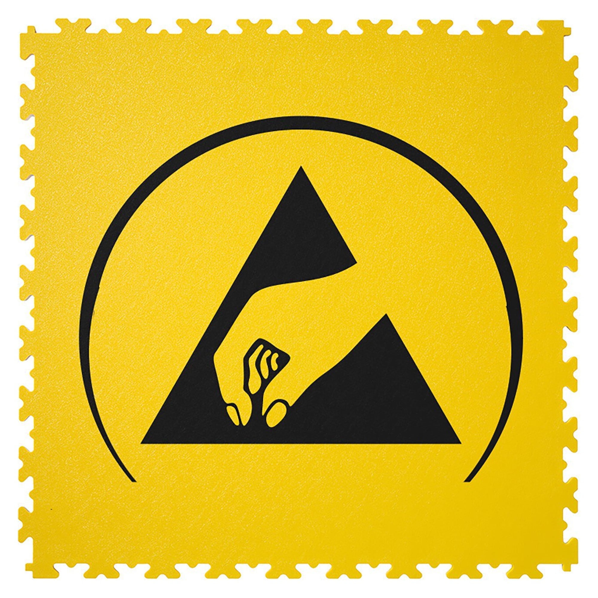 Floor marking tile X-LOG with ESD logo, PVC, yellow RAL 1023, 497x497x5 mm, 1 piece - Ecotile 13.2321/5MM